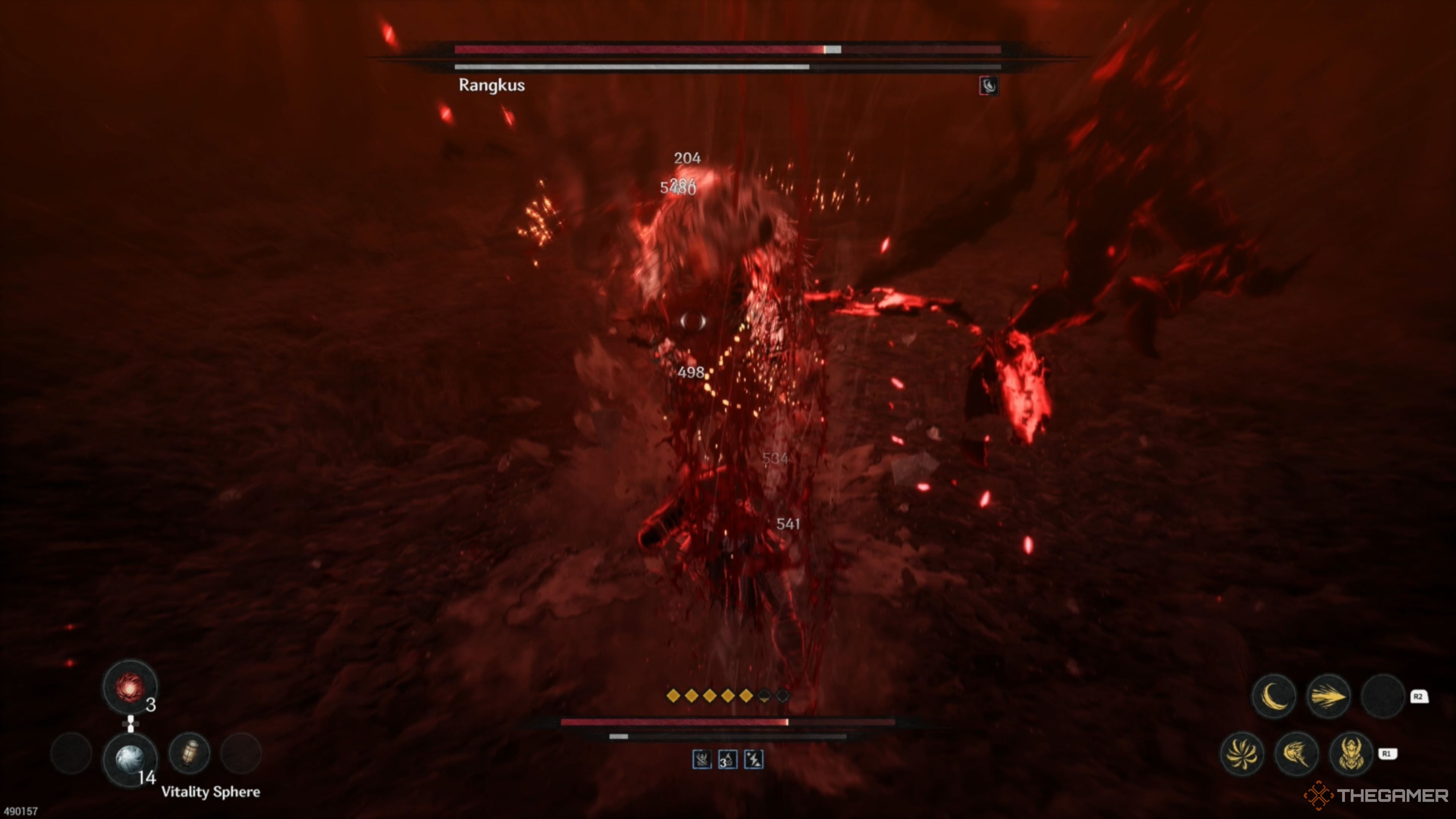 Khazan using the Dual Wield's Phantom: Sword Dance Skill against Rangkus in The First Berserker: Khazan.