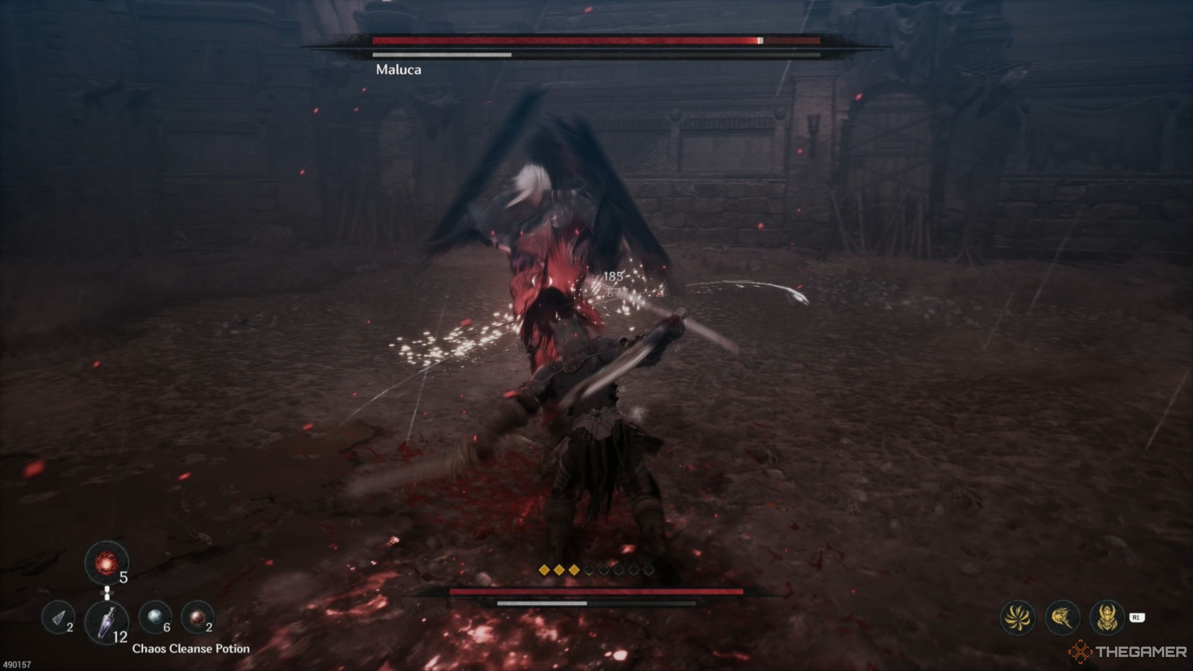 Maluca performing a heavy kick on Khazan in The First Berserker: Khazan.