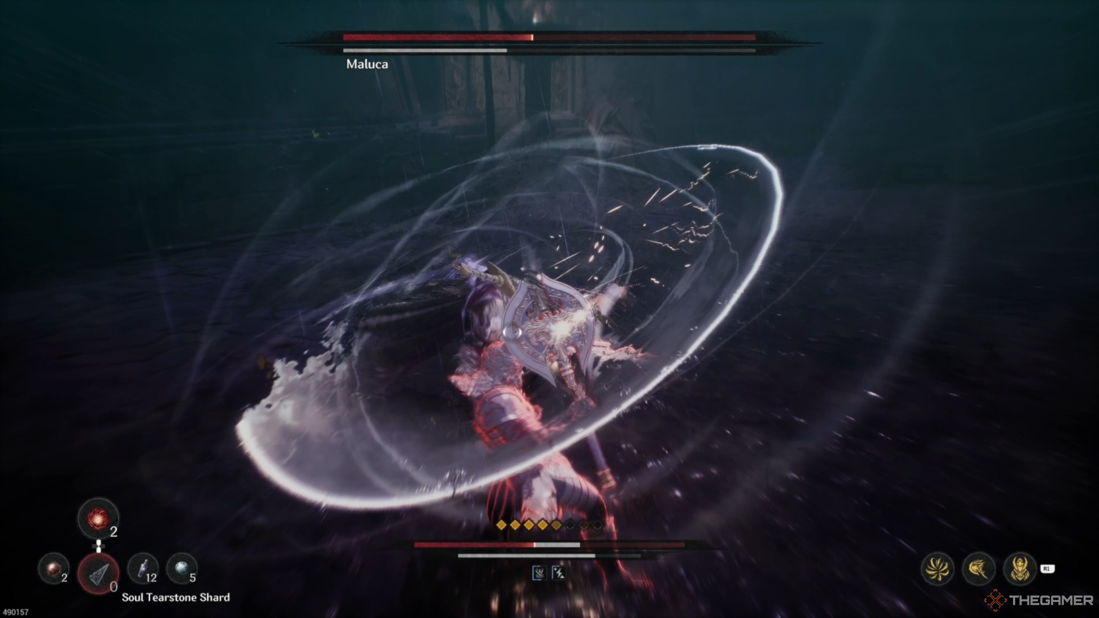 Maluca performing a series of quick slashes in The First Berserker: Khazan.