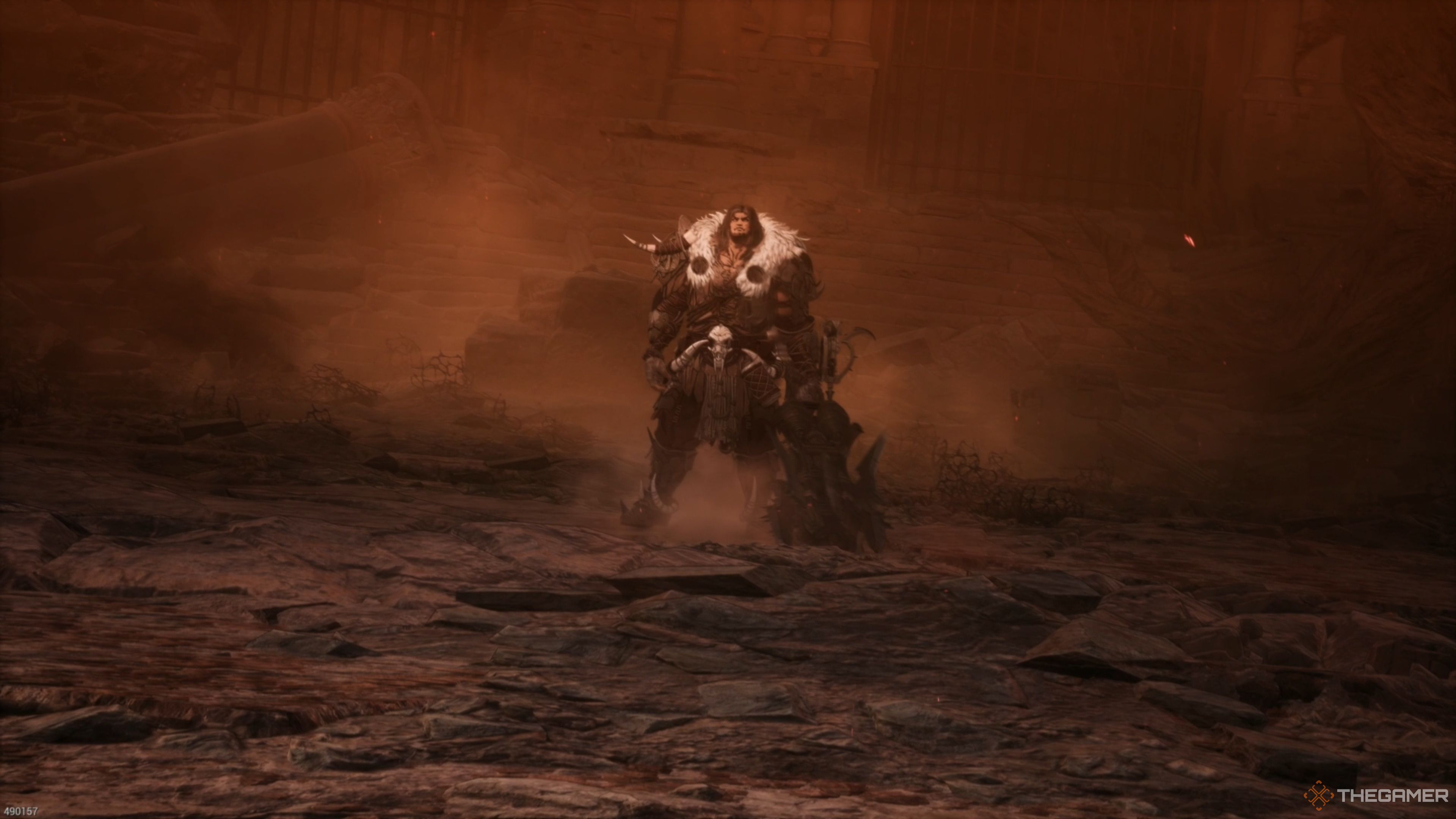 Rangkus staring down Khazan in The First Berserker: Khazan.