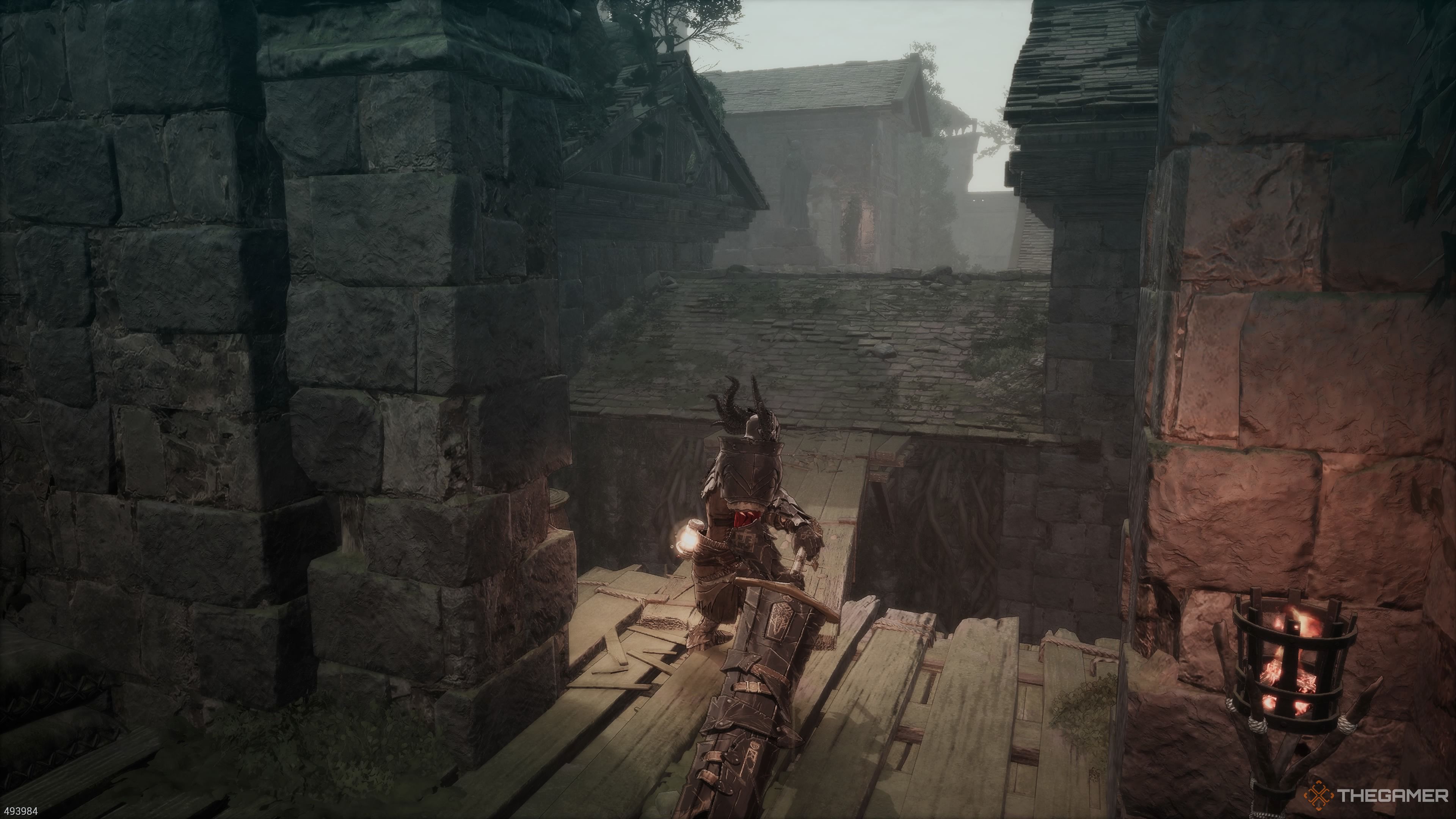 The flimsy bridge in the Submerged Village area in the Witch's Castle stage in The First Berserker Khazan.