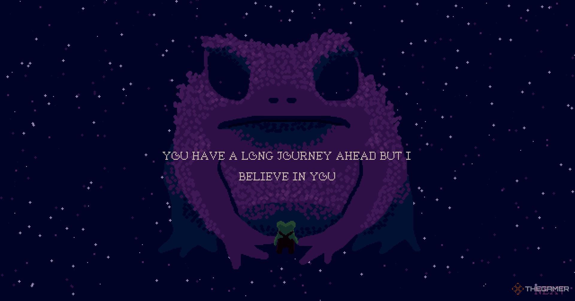The frog in your dreams telling you they believe in you in Mudborne.
