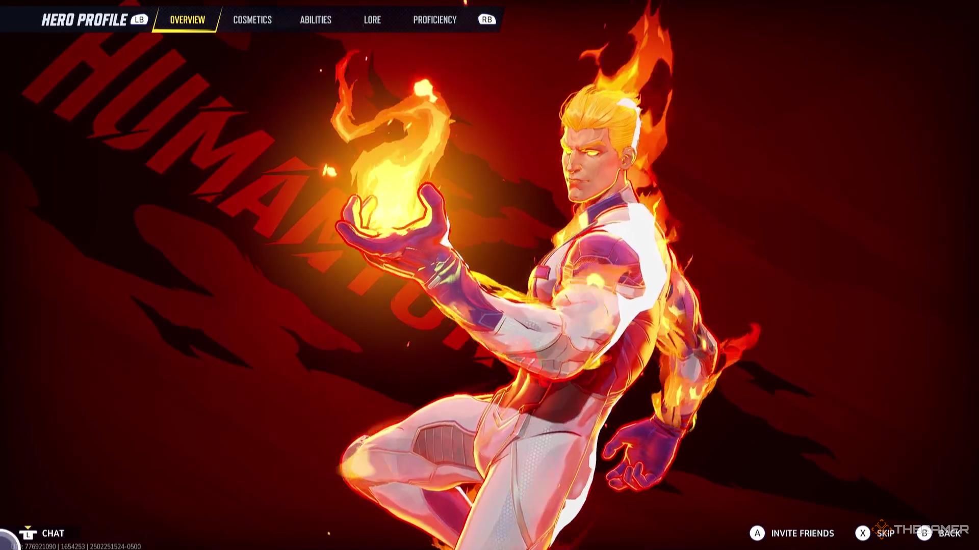 The Human Torch wields fire in one hand in Marvel Rivals.