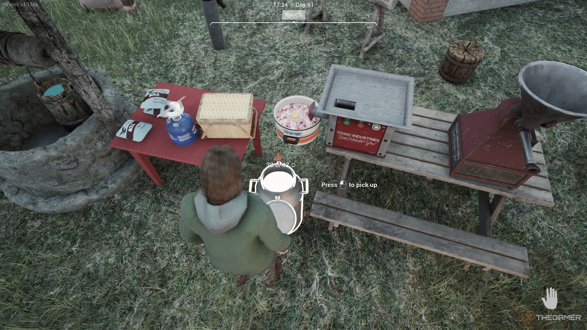The player adds eggs and milk to minced meat in Ranch Simulator