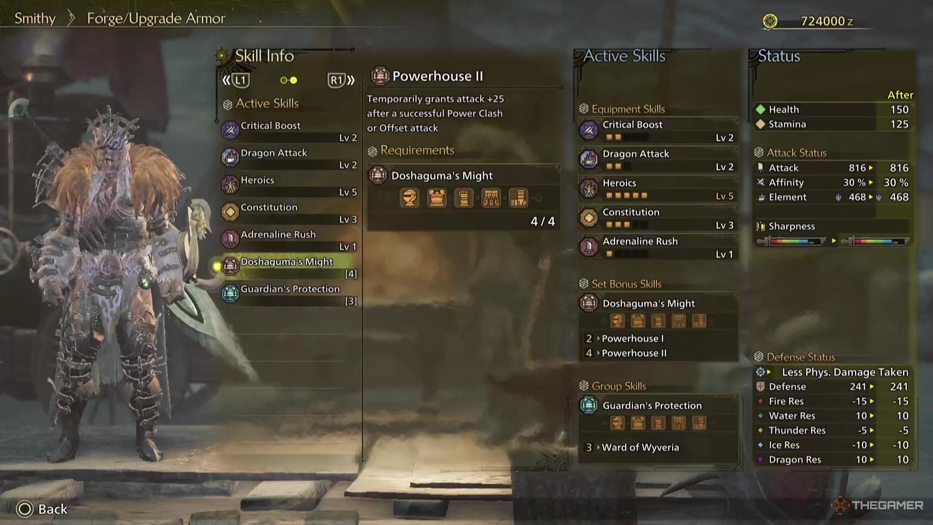 The Powerhouse skill effect for the Doshaguma armor set in Monster Hunter Wilds.