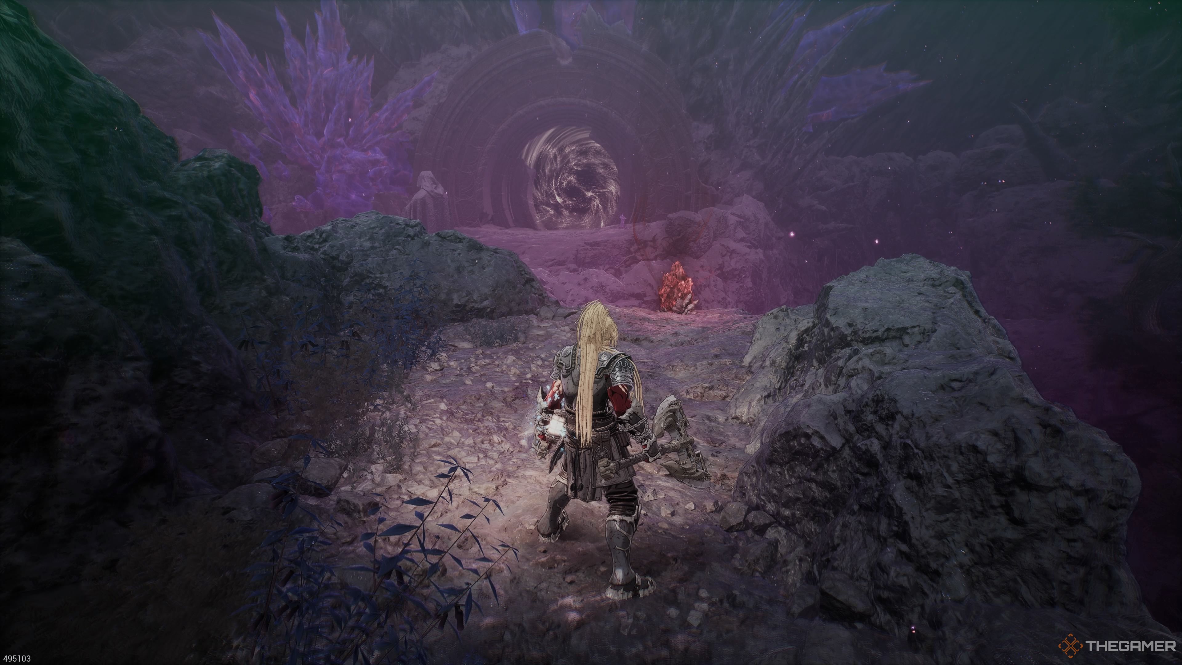 The Soulstone on the left path of the Hermit Mountains in The First Berserker Khazan.