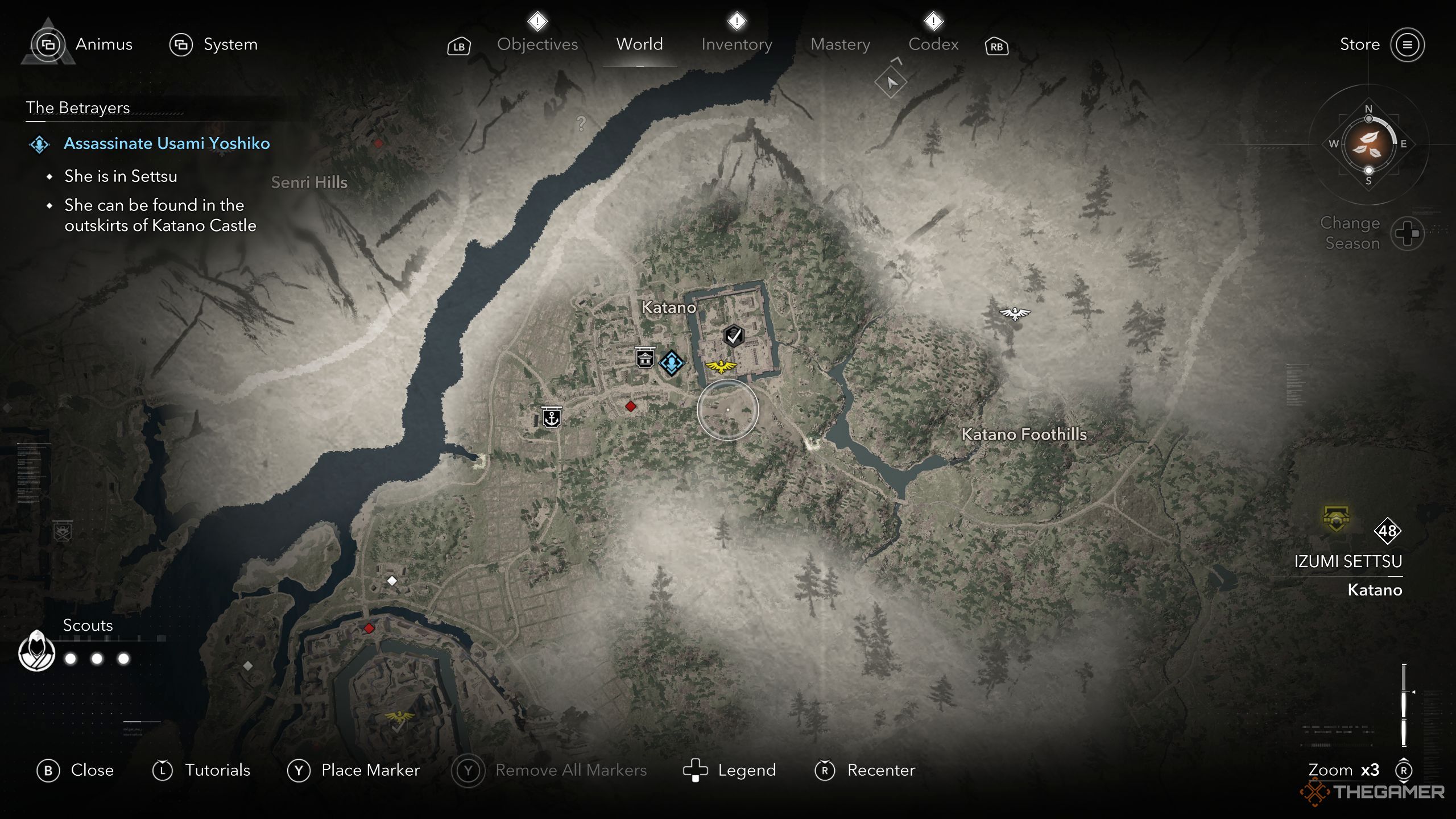 Usami Yoshiko location on the map in AC Shadows.