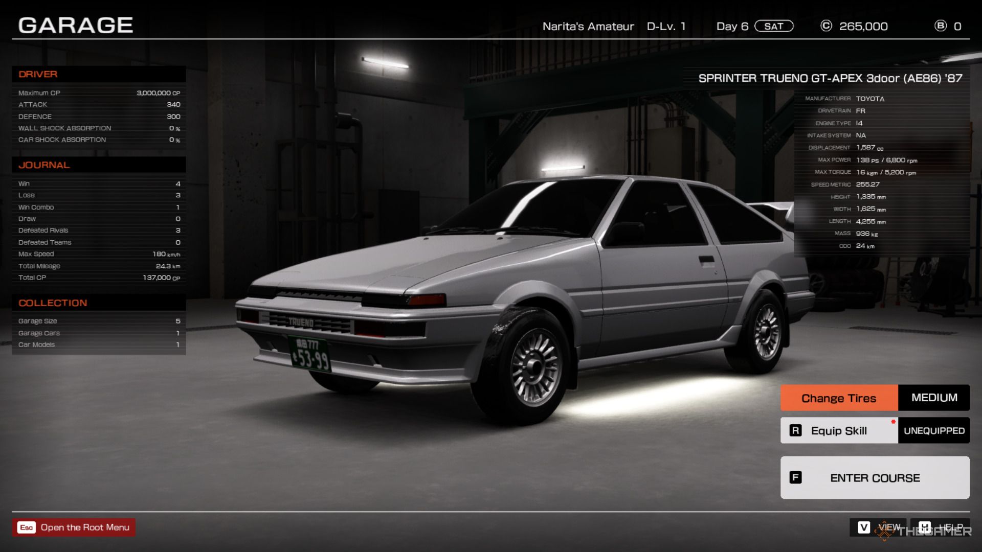 Viewing your car in the garage in Tokyo Xtreme Racer.