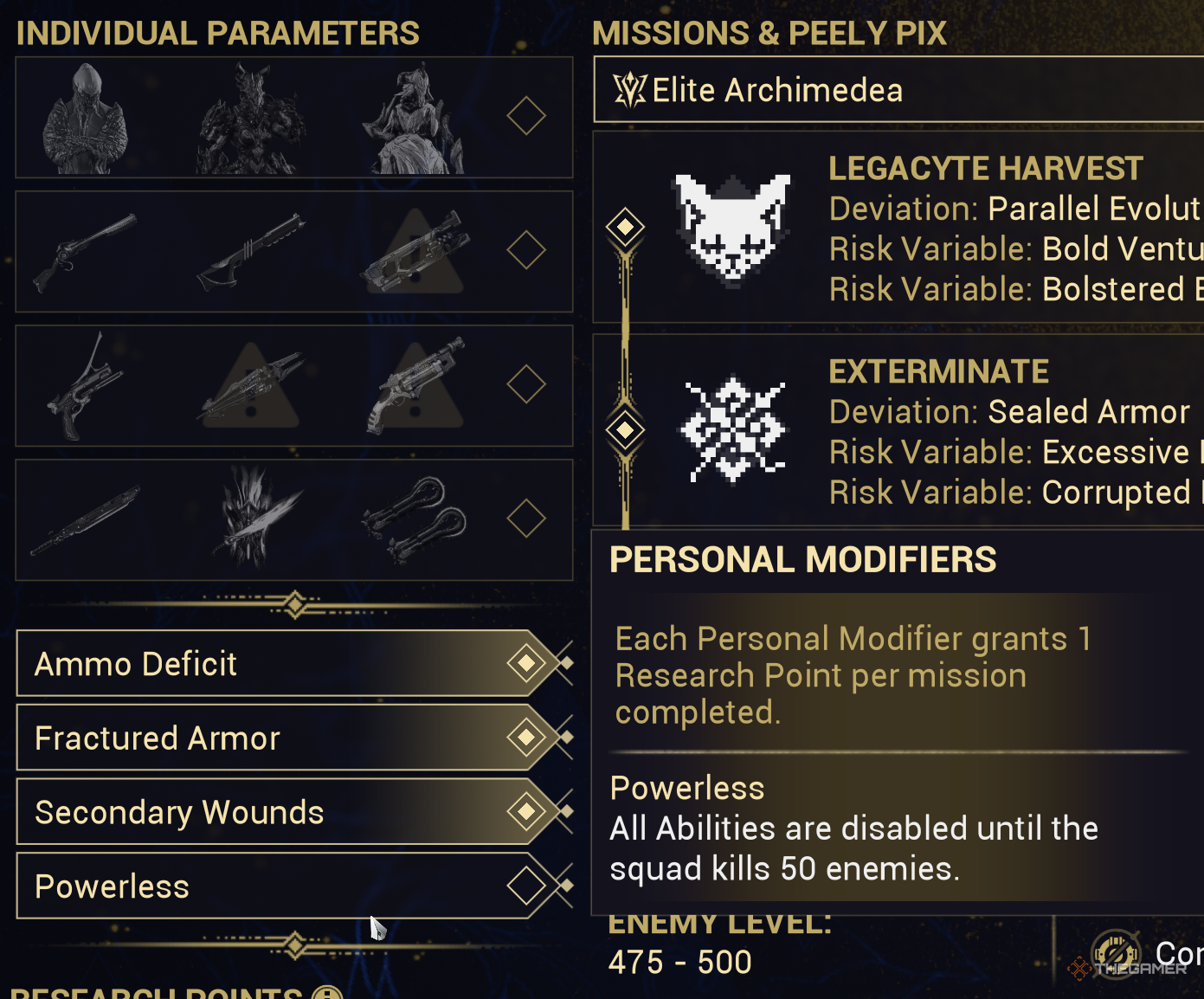 Warframe Archimedea Parameters