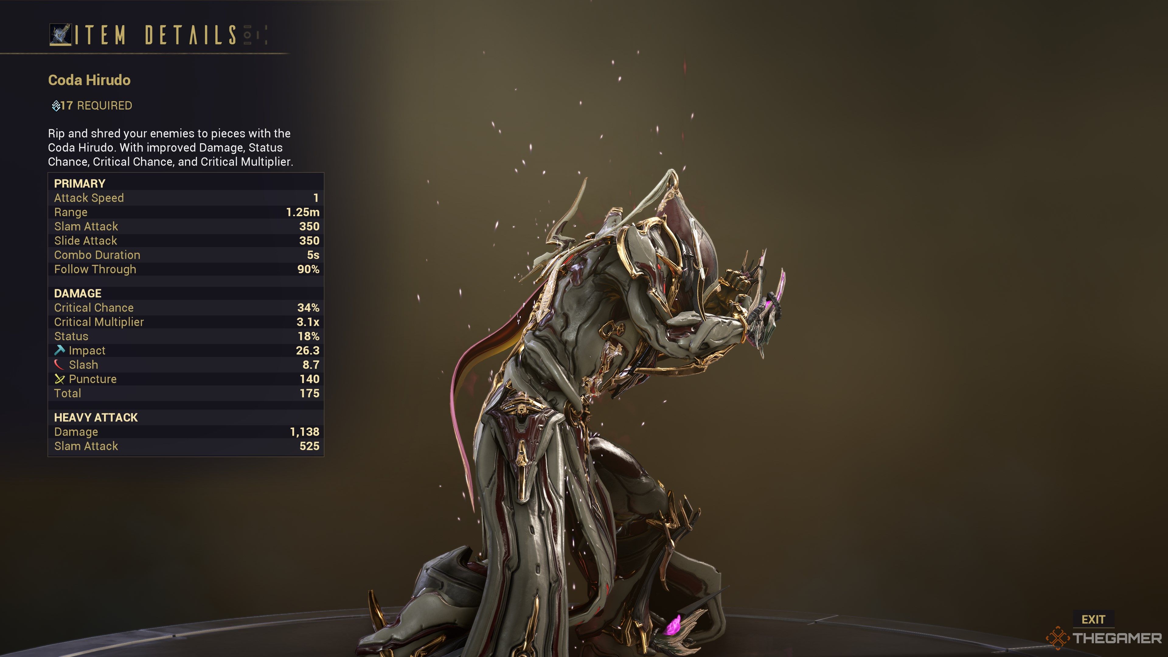 Warframe Coda Hirudo Stats
