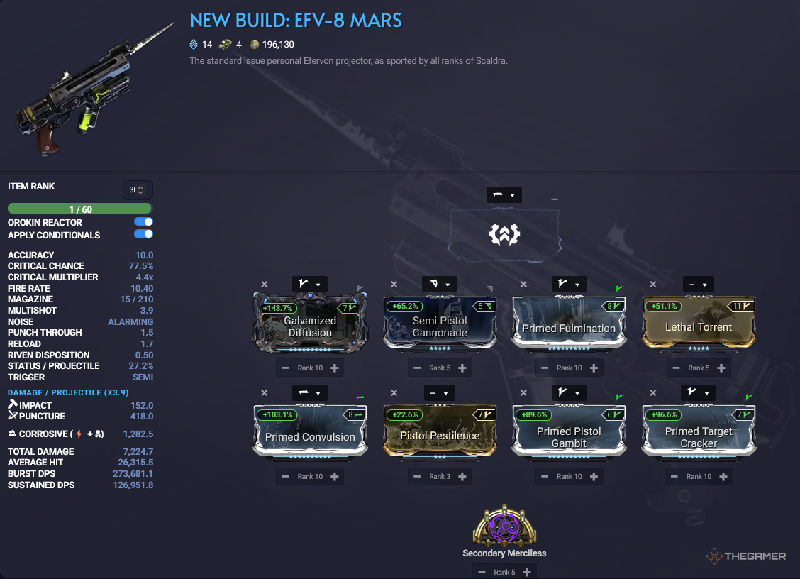 Warframe EFV-8 Mars Endgame Build