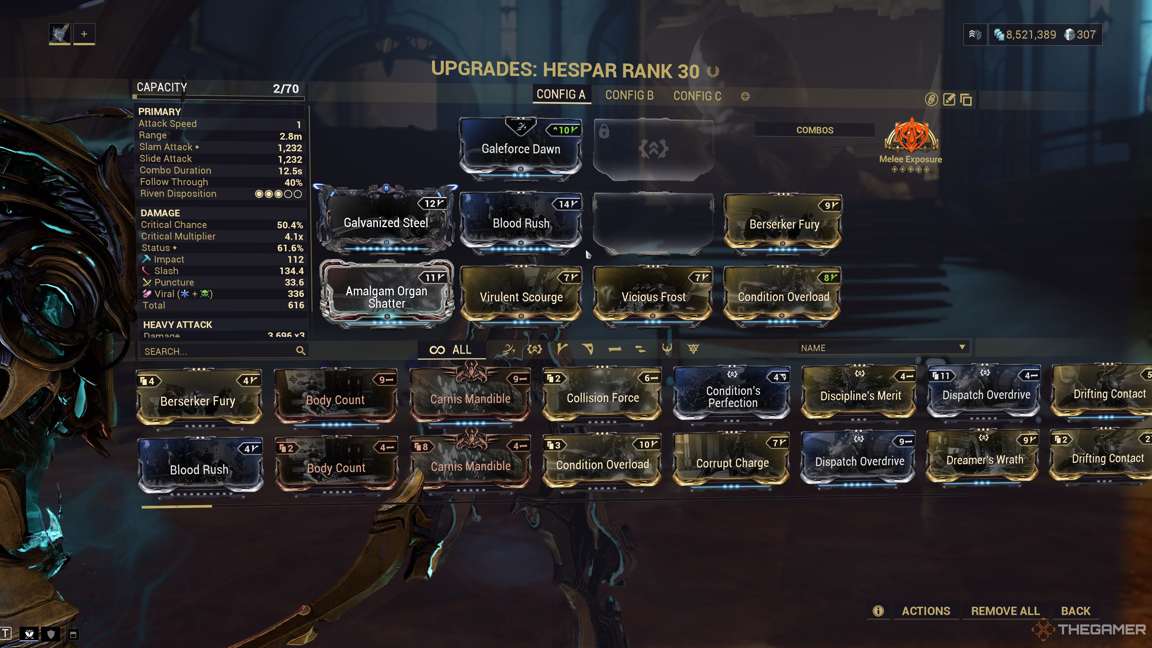 Warframe Hespar Light Attack Build