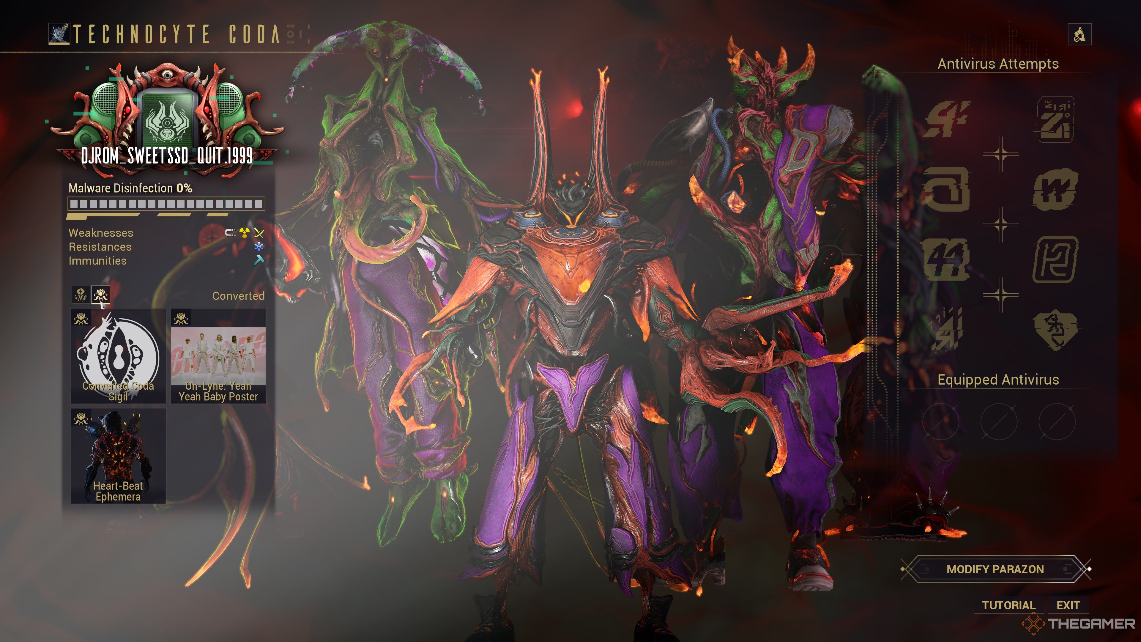 Warframe Infested Coda Menu