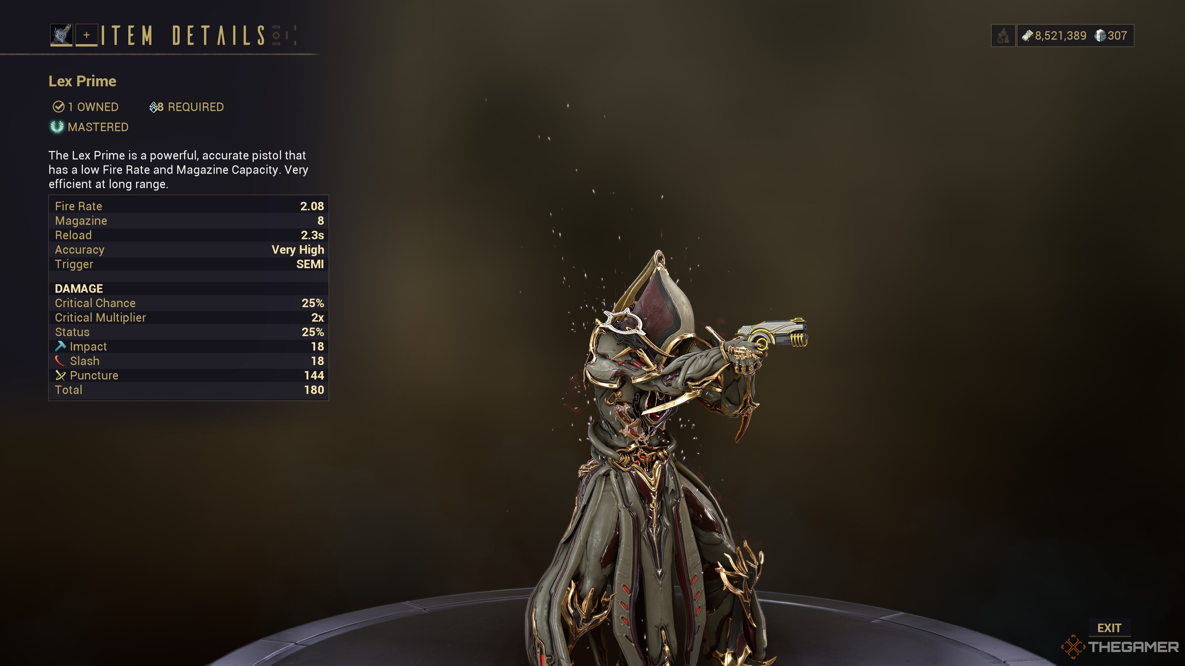 Warframe Lex Prime Stats
