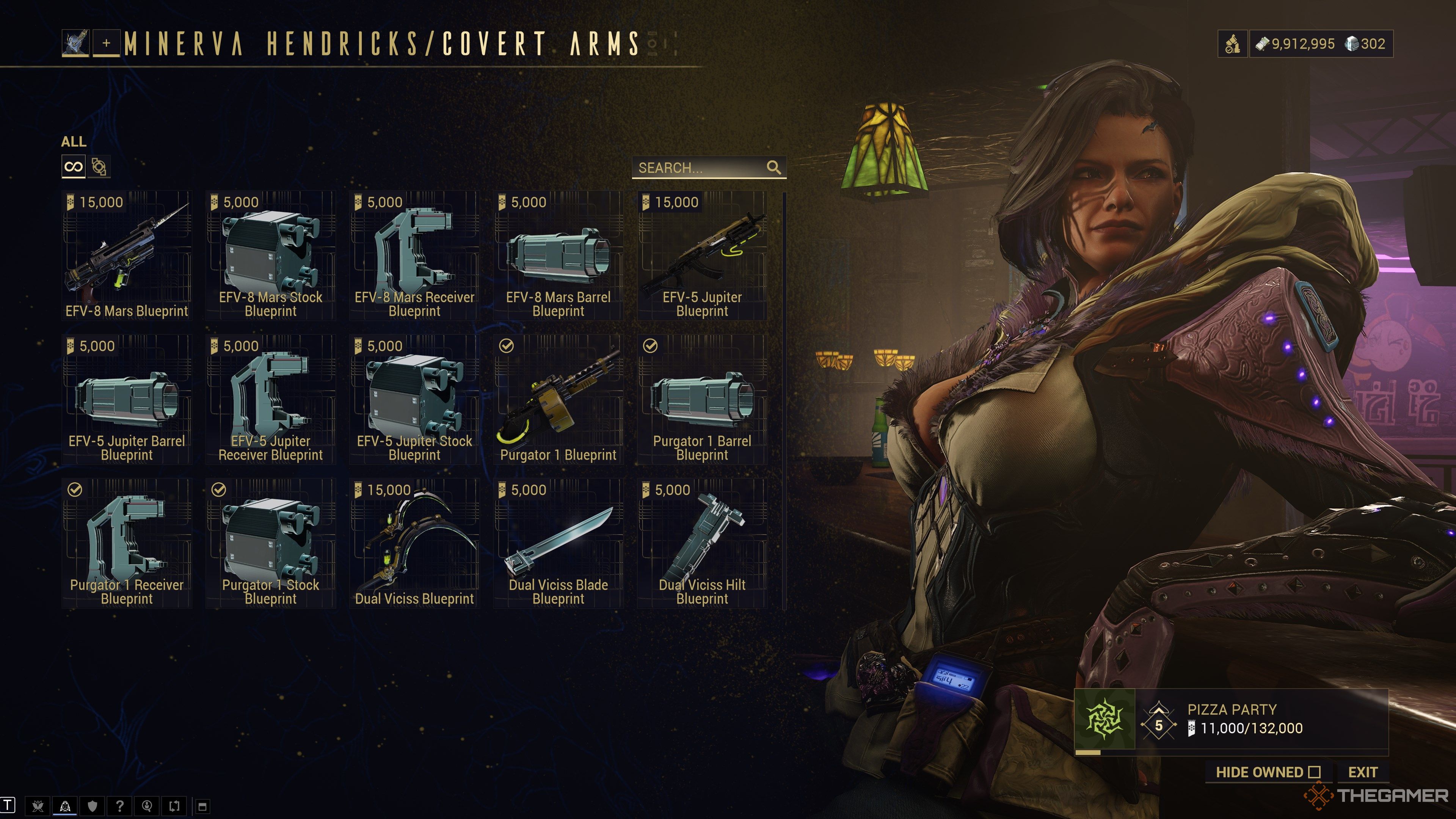 Warframe Minerva Covert Arms Menu