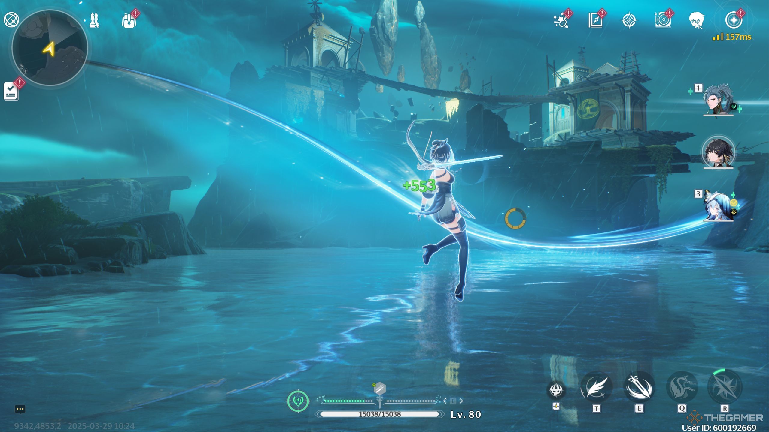 Wuthering Waves Aero Rover using her abilities in battle.