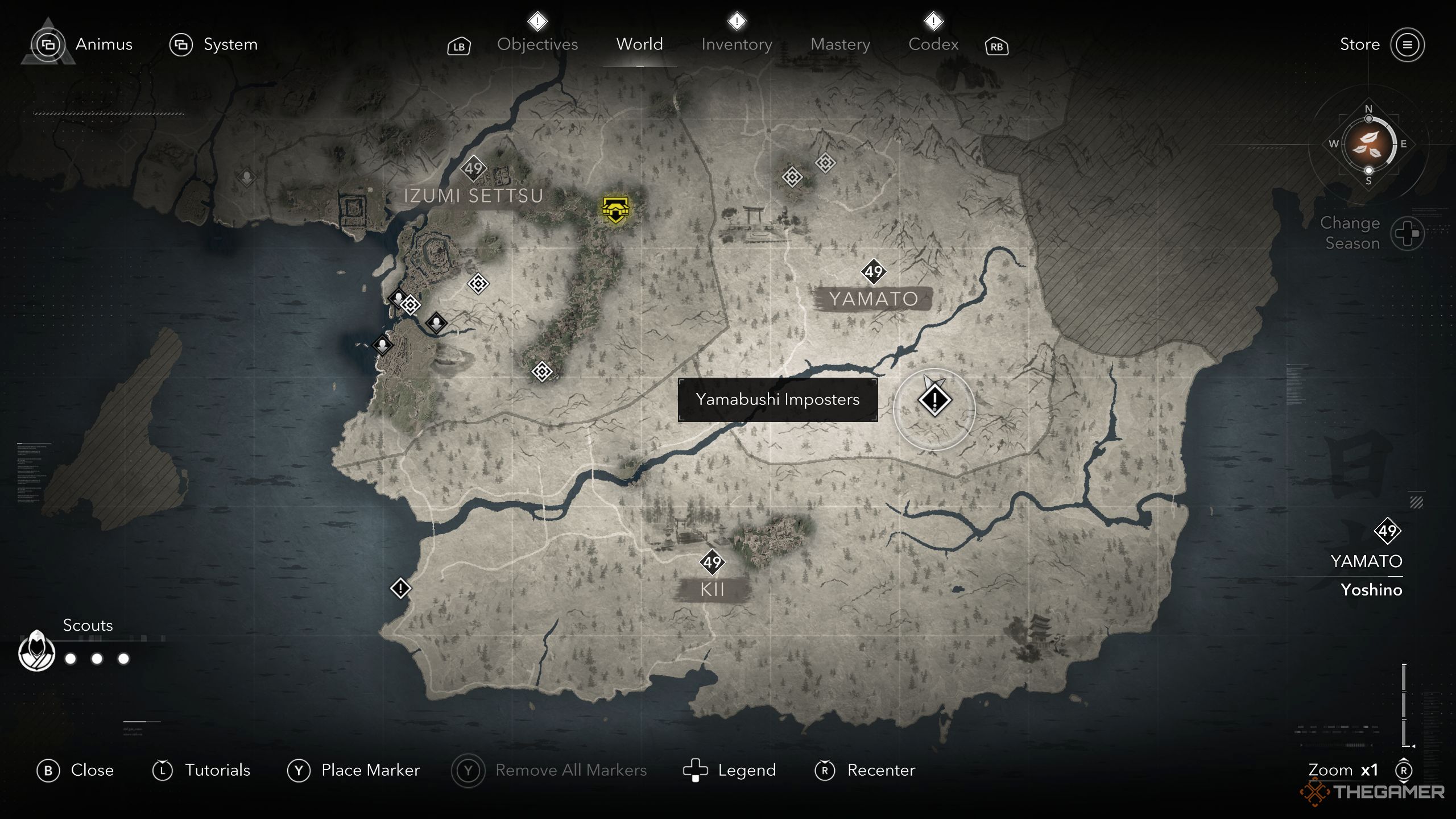 Yamabushi Imposters quest location on the map in AC Shadows.