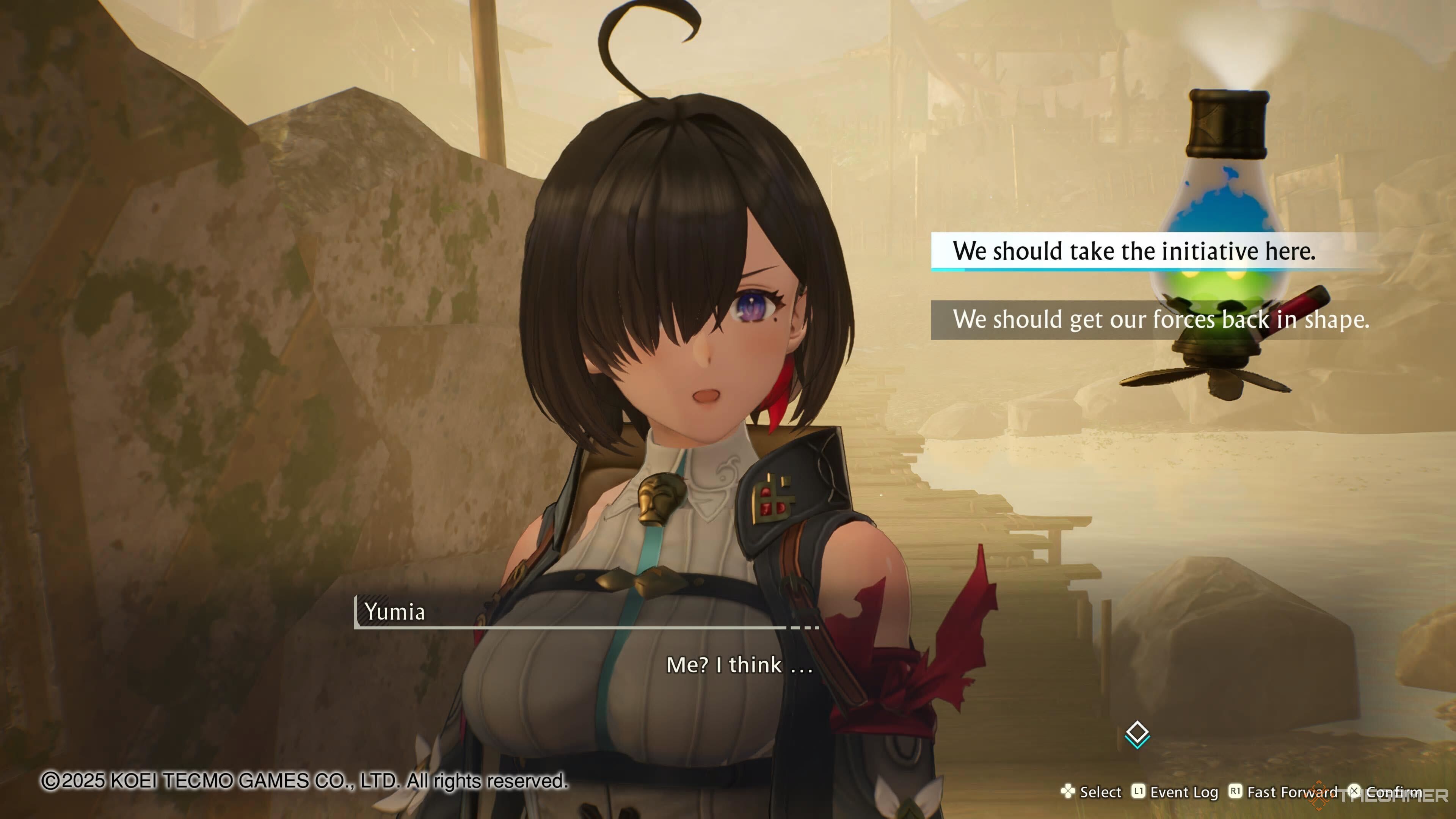 Yumia faces a narrative decision in Atelier Yumia