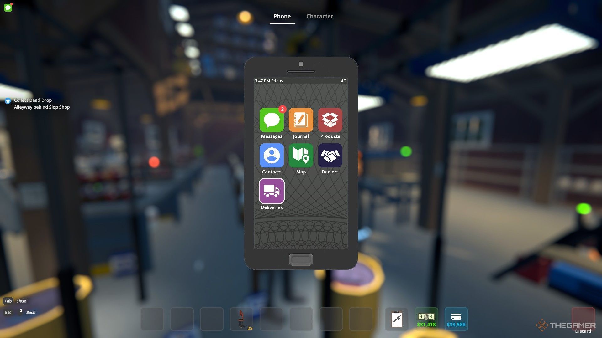 The Deliveries app on the smartphone in Schedule 1.