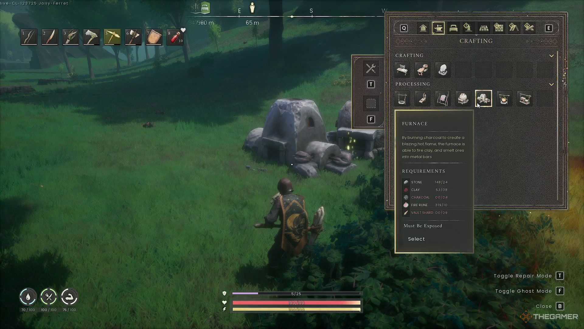 Furnace recipe in Runescape: Dragonwilds.