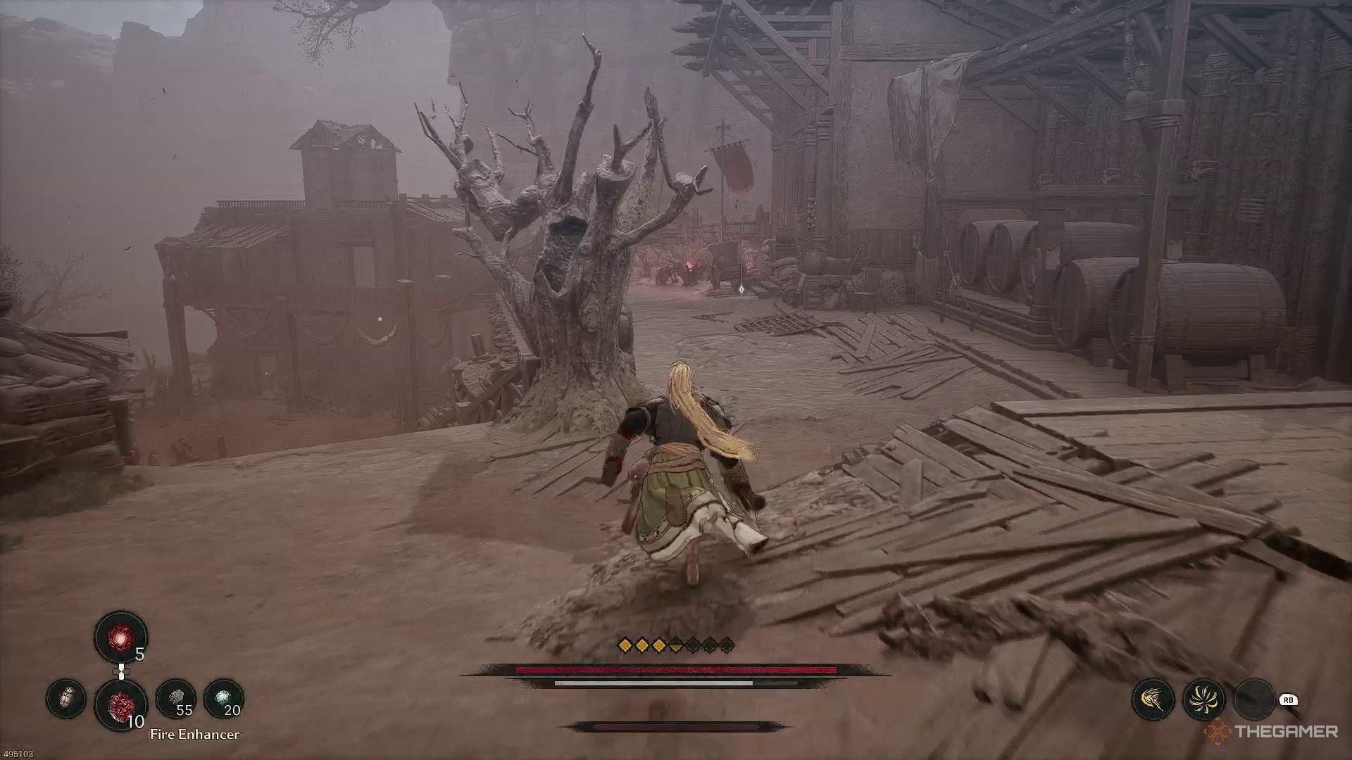 The image shows the path from the Imperial Army Lookout Post in The First Berserker: Khazan.