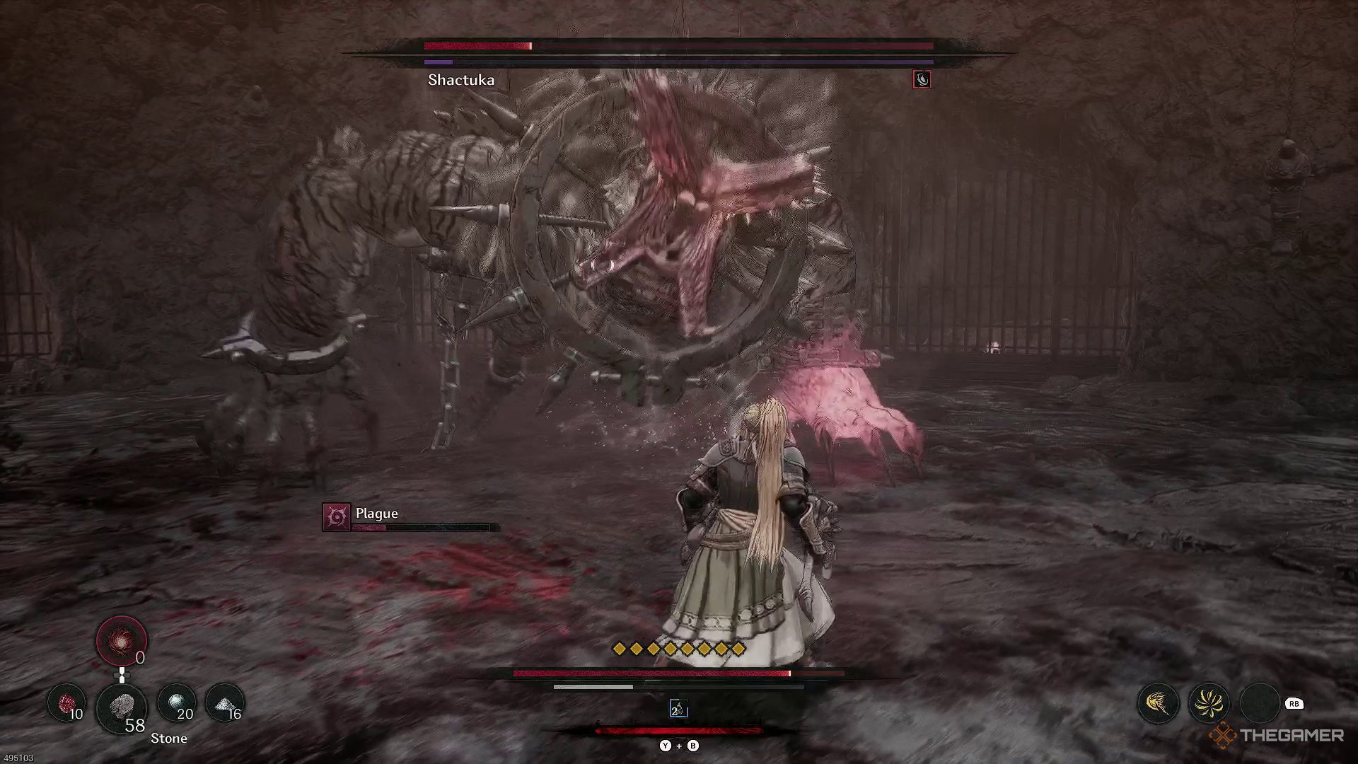 The image shows Shactuka with its mouth open in The First Berserker: Khazan.
