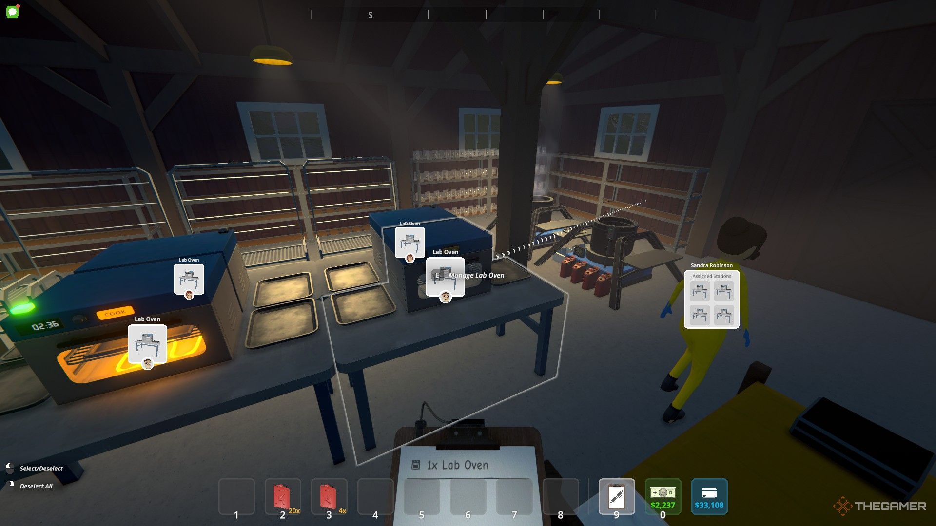 Assigning storage shelf as a destination for the lab oven's output in Schedule 1.