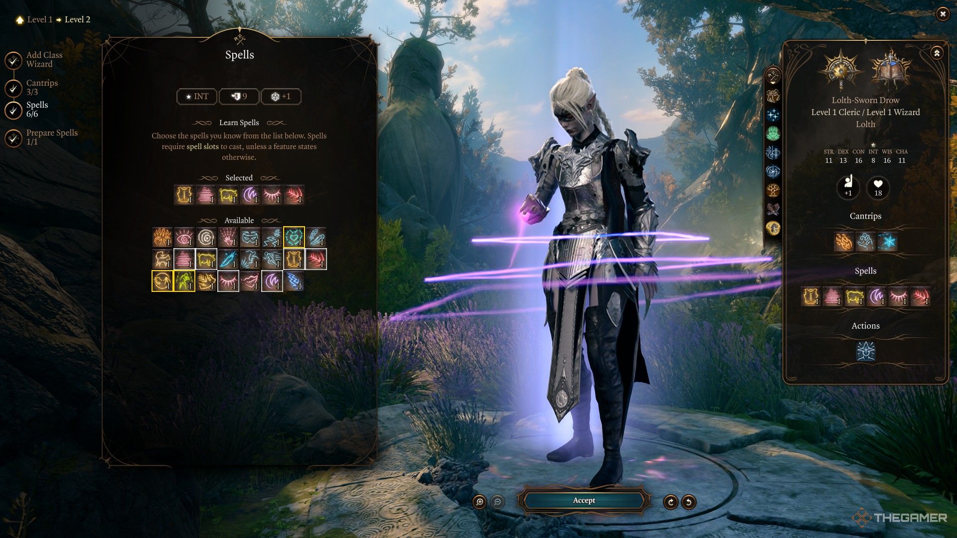 Death Domain Cleric considers multiclassing into Necromancer Wizard in Baldur's Gate 3.