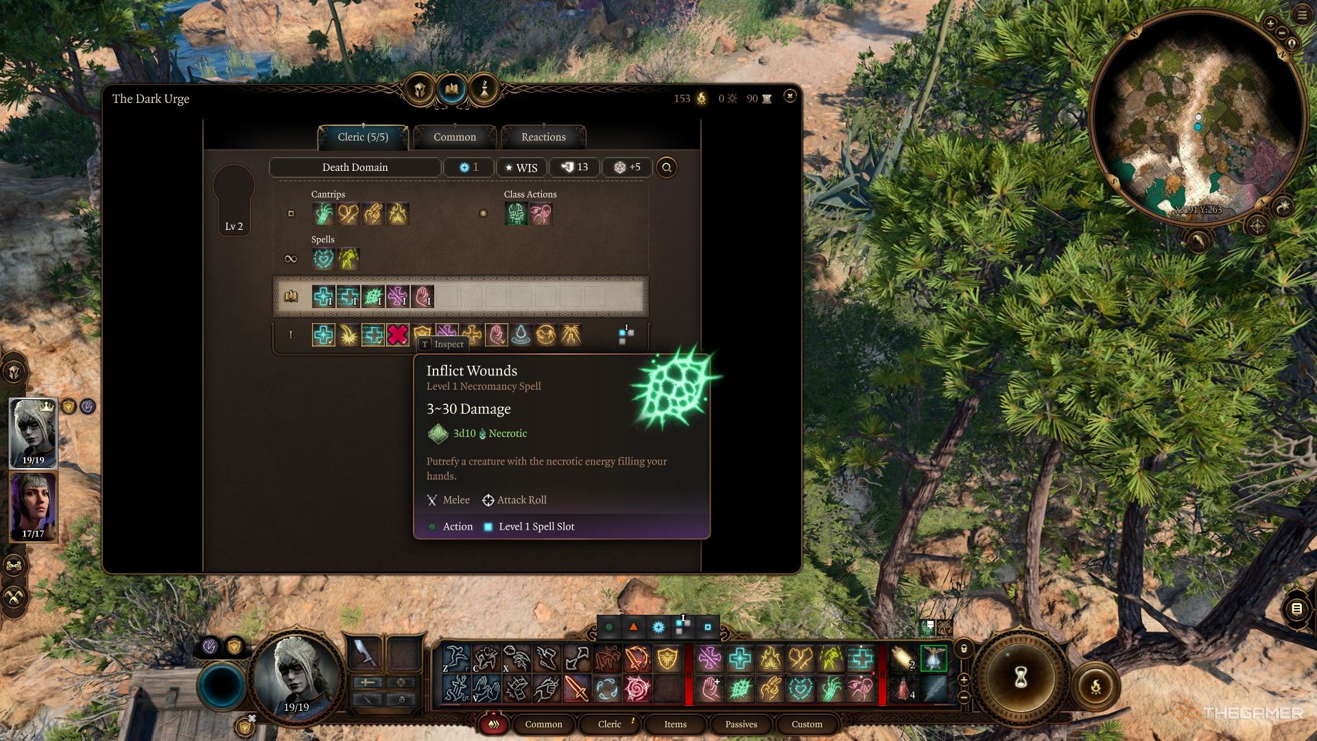 Death Domain cleric considers spells in book in Baldur's Gate 3.