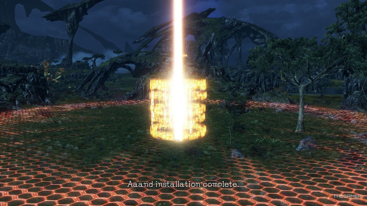 A glow of light as a data probe is installed in xenoblade chronicles x definitive edition.