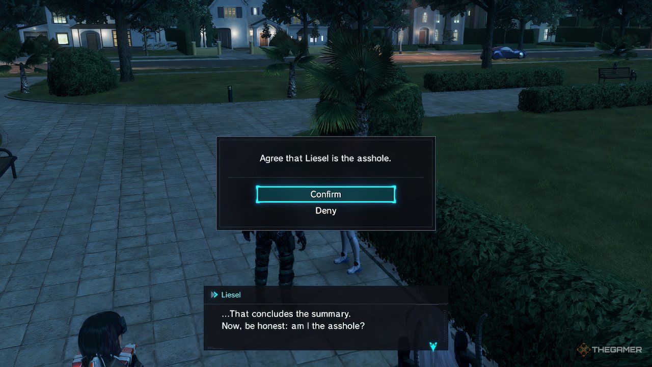 One of the dialogue choices in one of Liesel's Heart to Heart conversations in Xenoblade Chronicles X: Definitive Edition.