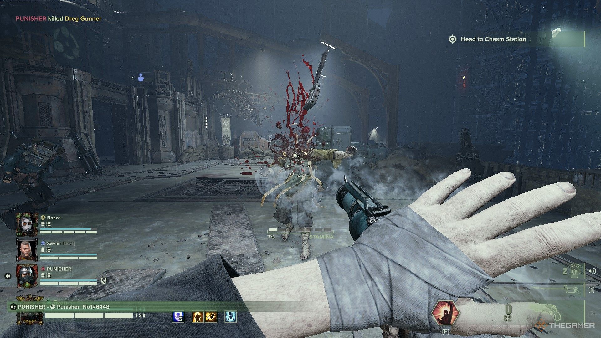 Warhammer 40,000: Darktide - The Veteran landing a headshot on a cultist with the revolver.