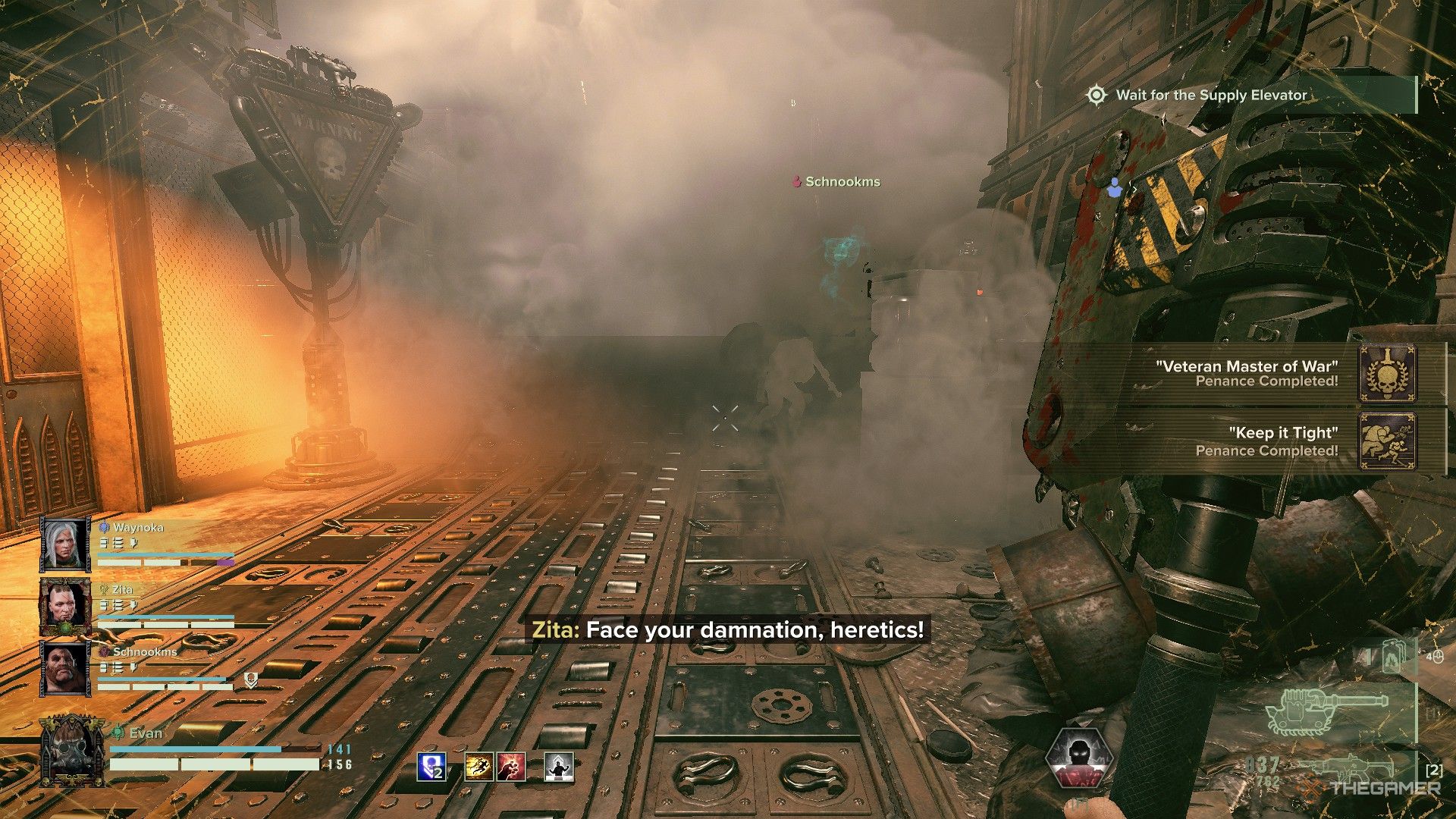 Warhammer 40,000: Darktide - The large smoke cloud that bursts from the veterans smoke grenade.