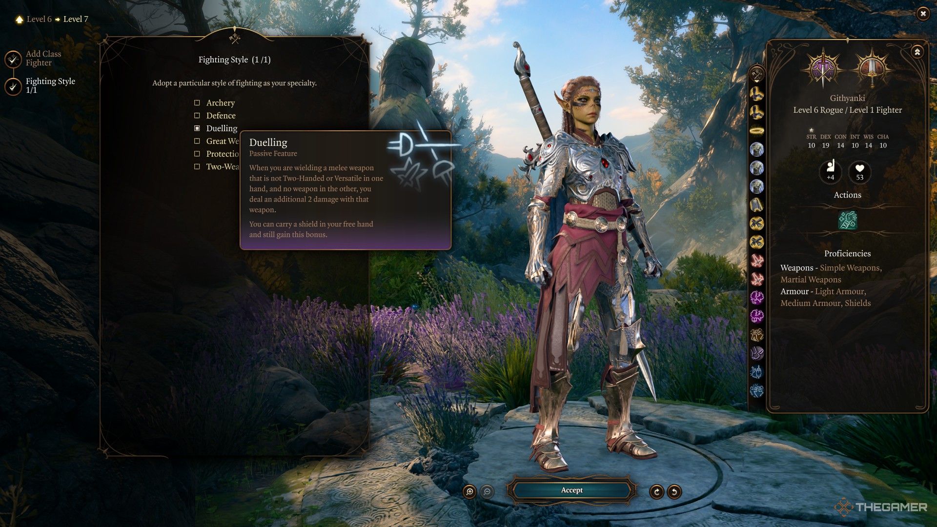 Лаэзель мультиклассирует в Воина из Плута-Головореза в Baldur's Gate 3.