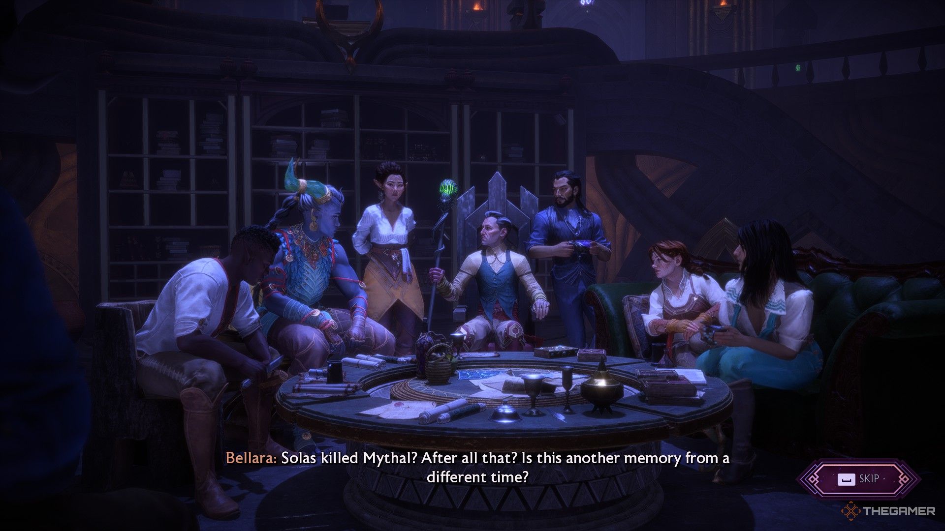 Rook and the entire party are talking about the memories of Solas in Dragon Age: Veilguard.