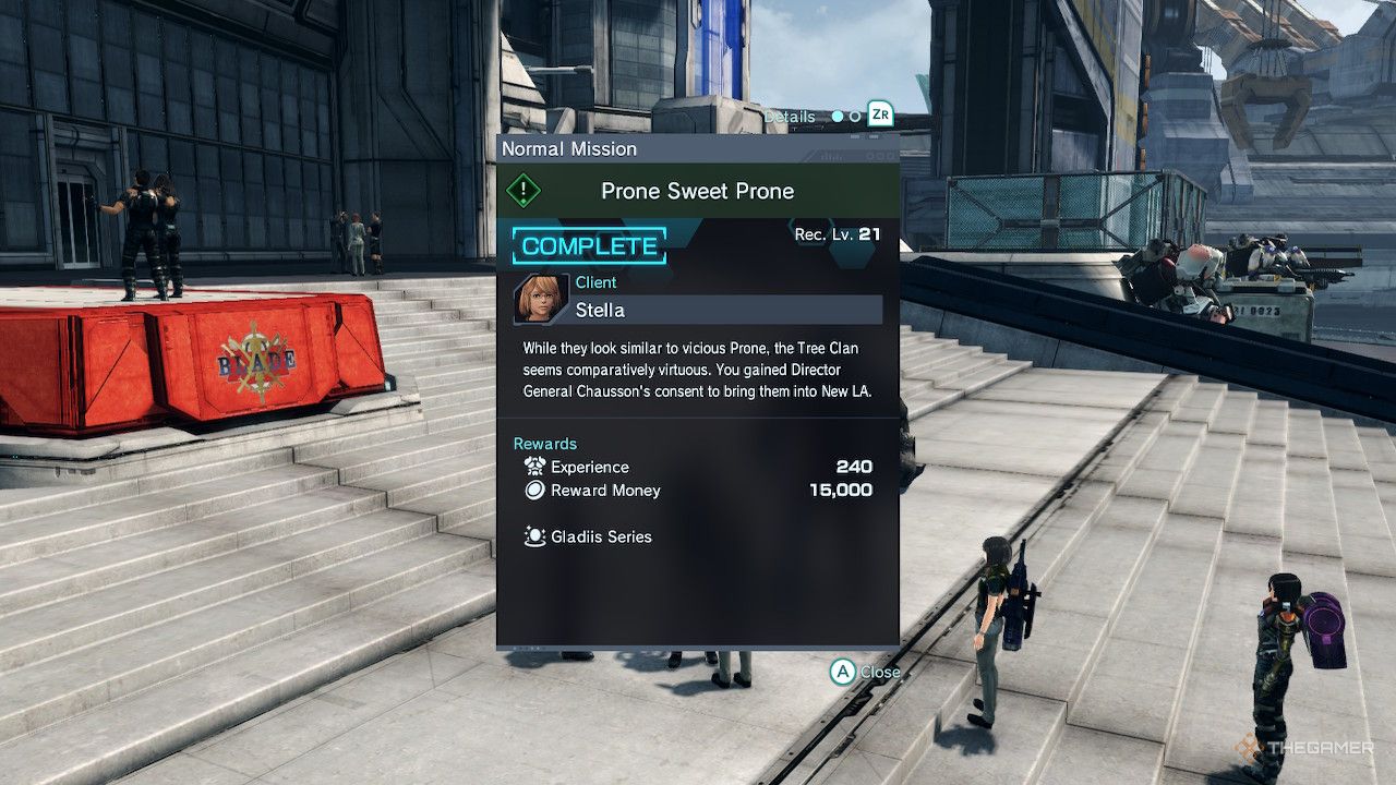 The quest completion description for prone sweet prone in xenoblade chronicles x definitive edition.