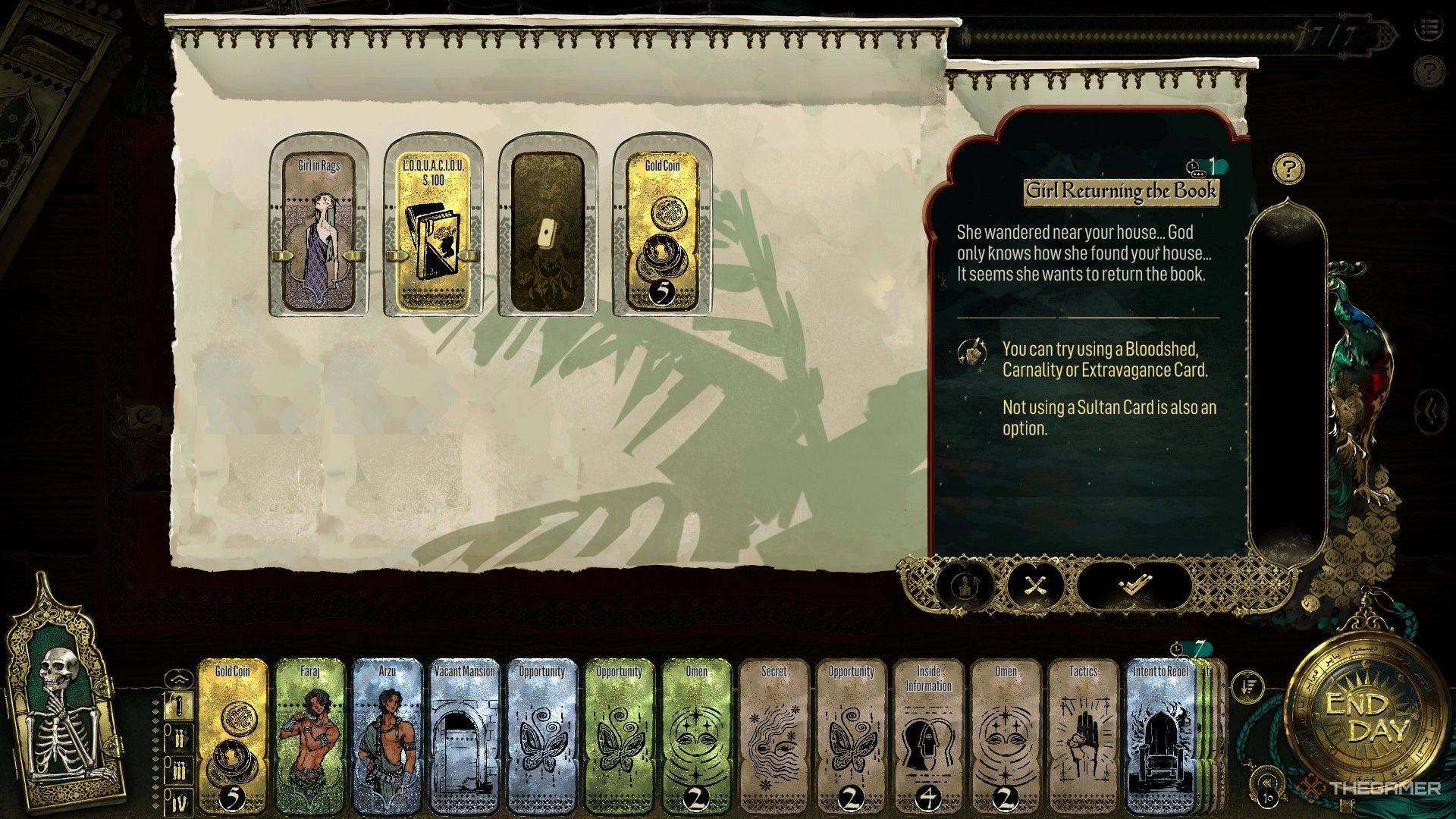 The player in Sultan's Game adopts a literate orphan. 