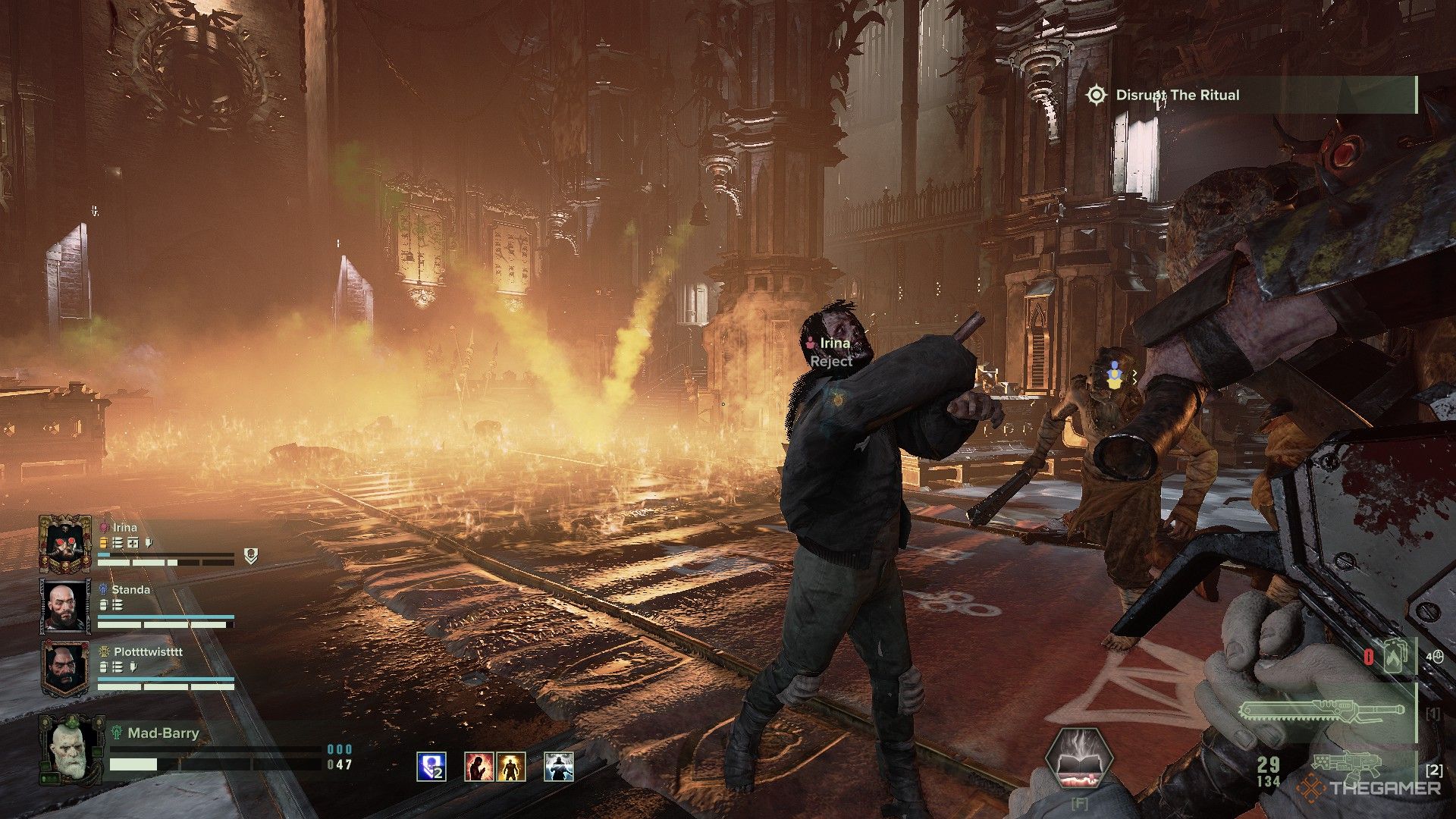 Warhammer 40,000: Darktide - The Zealot barely staying alive as part of their damage build.