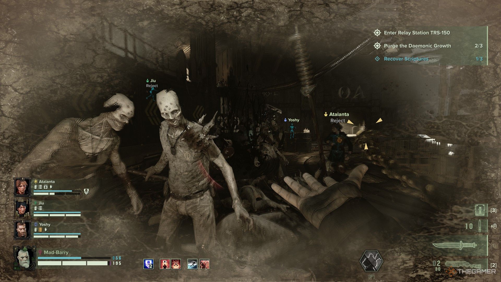 Warhammer 40,000: Darktide - The zealot turning invisible in front of cultists.