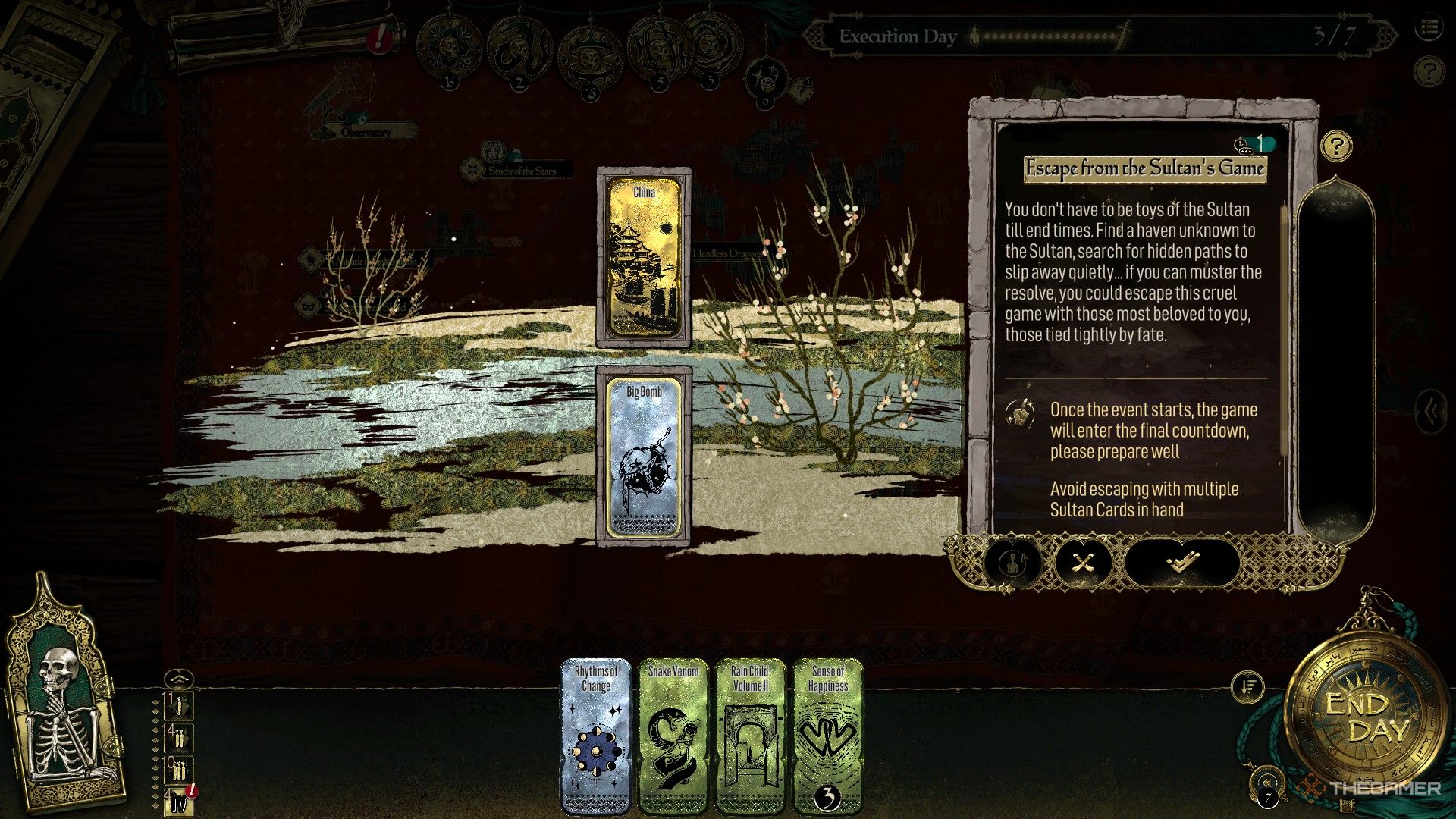 The player attempts to escape from the Sultan's Game. 