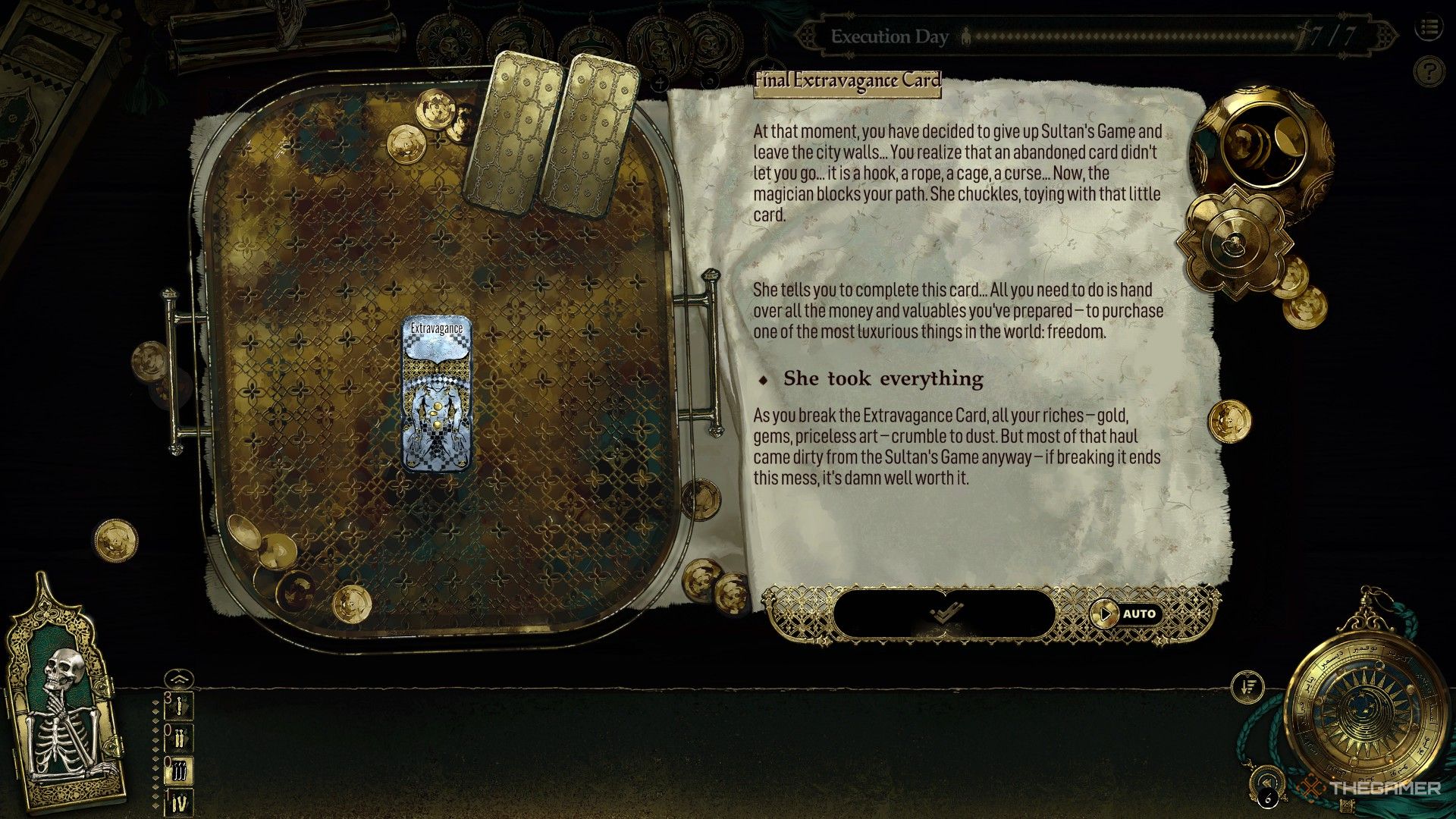The player escapes the Sultan's Game by surrendering all of their remaining possessions. 