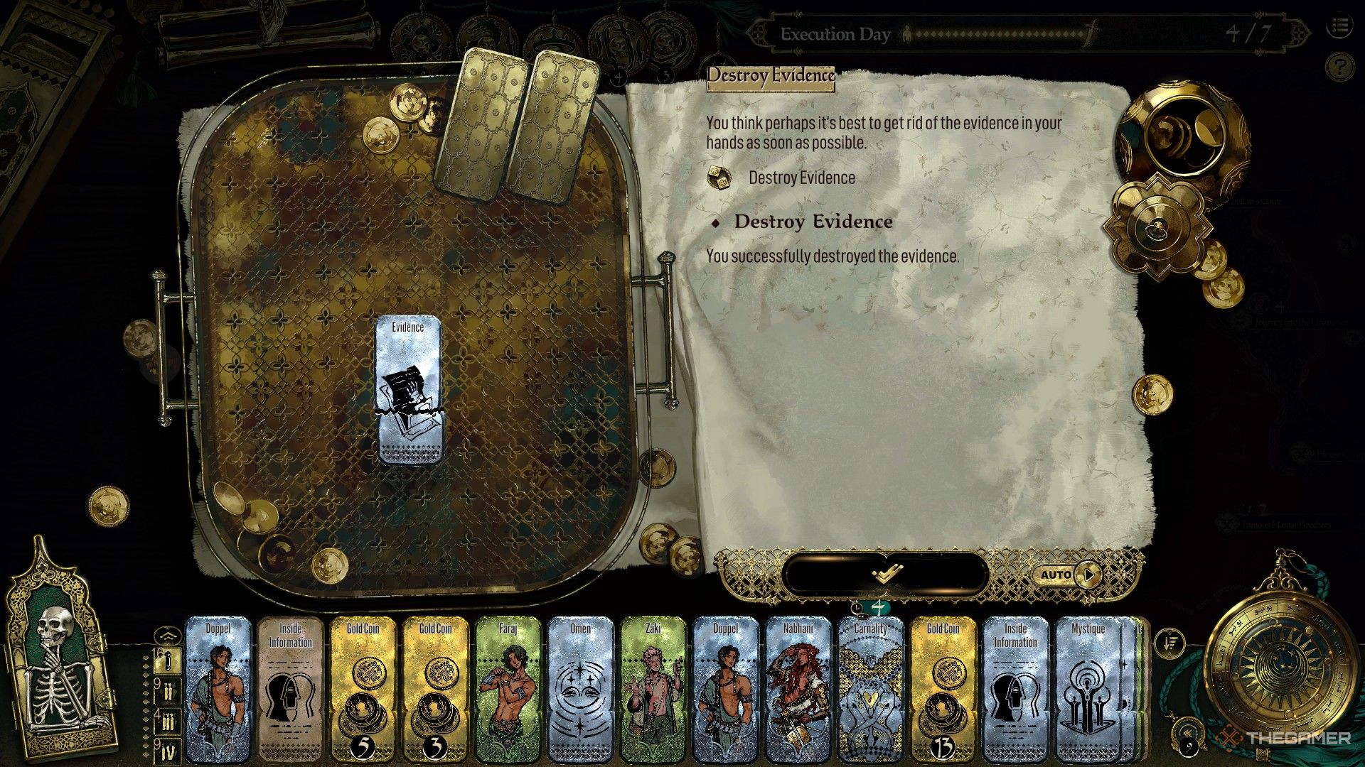 The player destroys evidence of wrongdoing in Sultan's Game