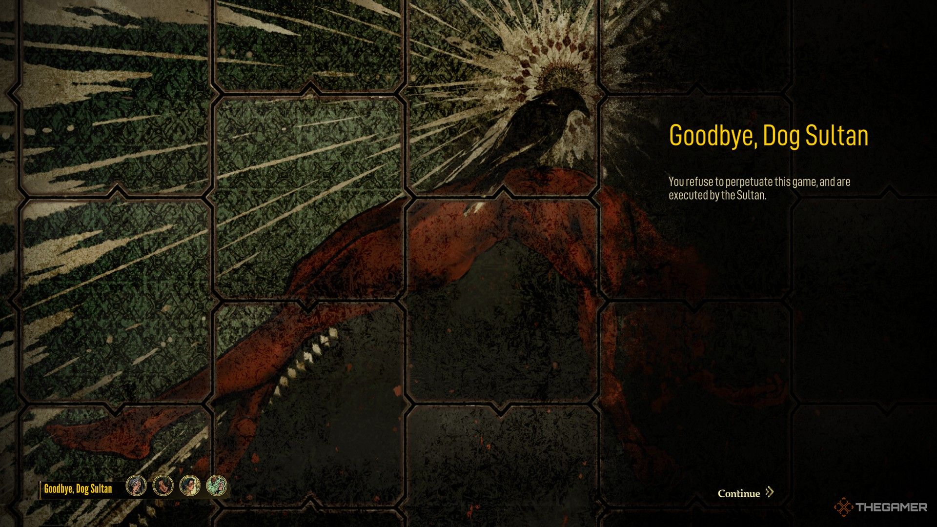The Execution ending of Sultan's Game, where you refuse to participate. 