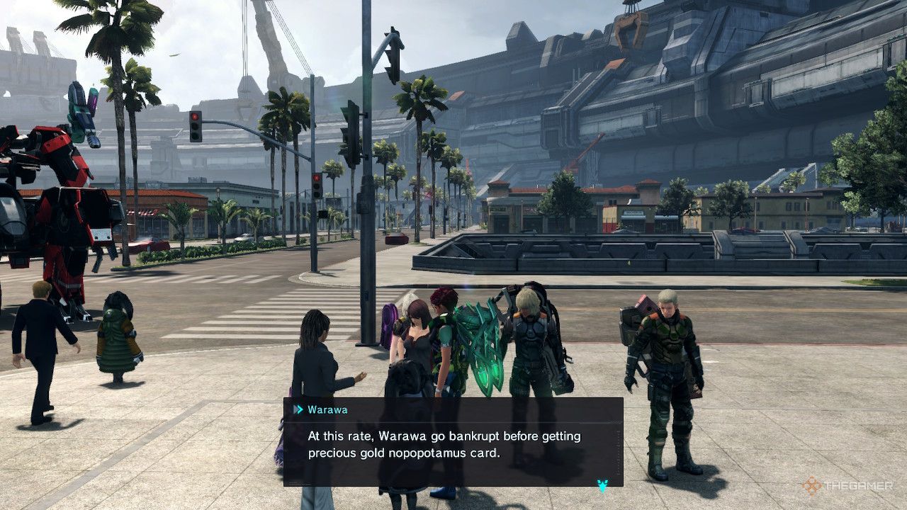 speaking with warawa about trading cards in xenoblade chronicles x definitive edition.