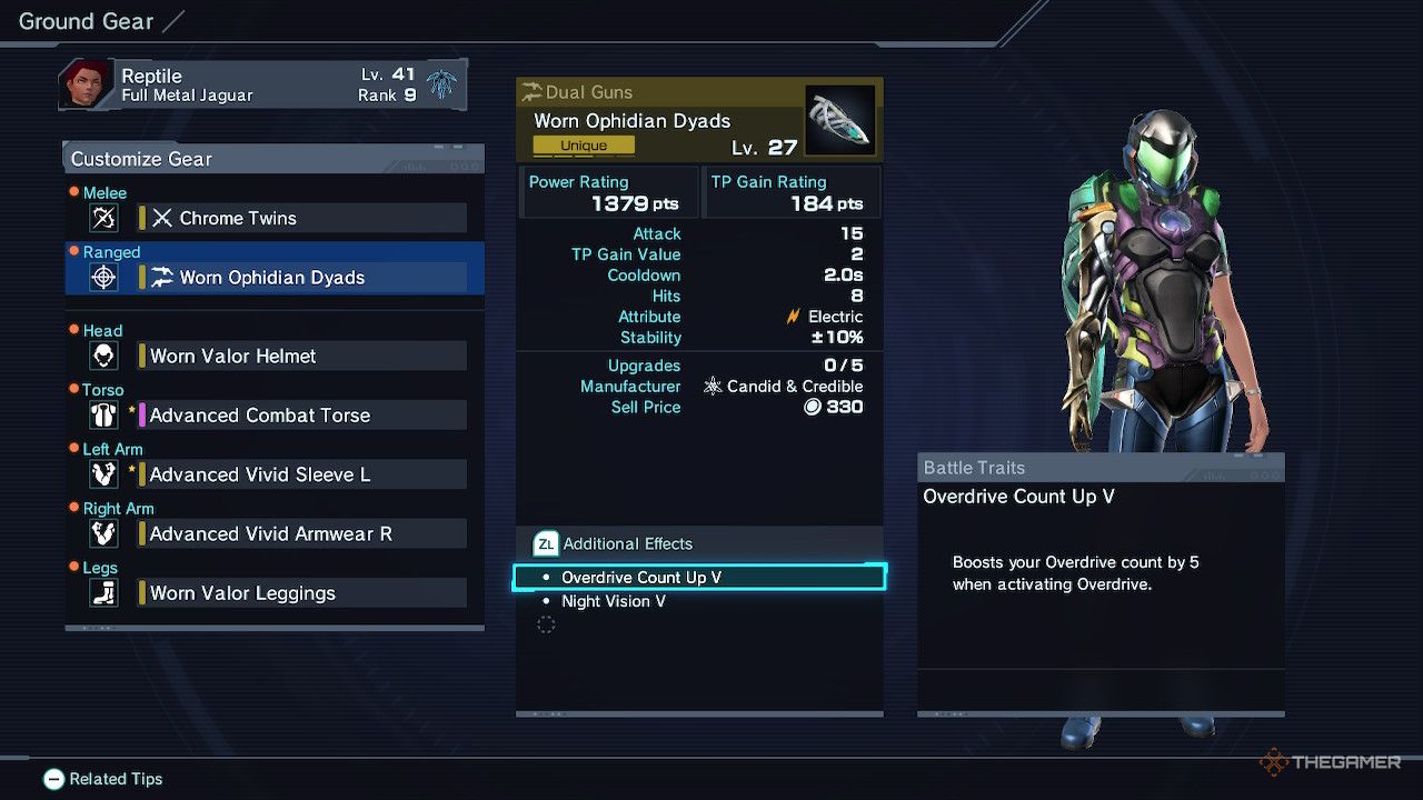 Battle traits seen on a piece of unique gear in xenoblade chronicles x definitive edition.