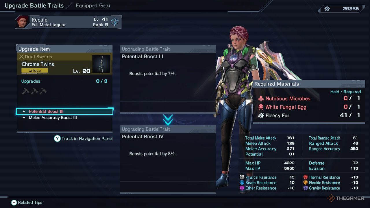 Upgrading a battle trait in xenoblade chronicles x definitive edition.