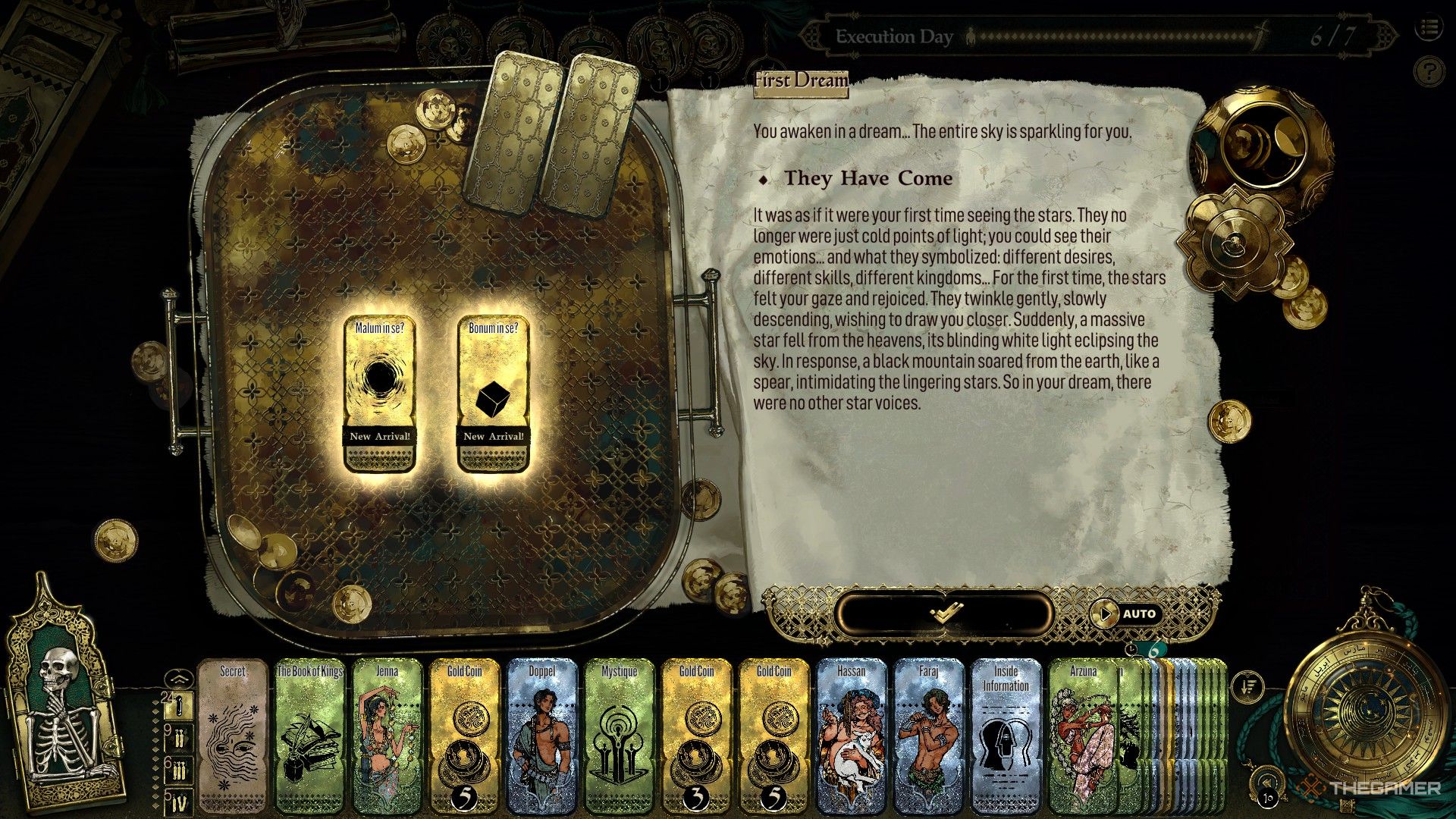 The two god cards appear in Sultan's Game, after purchasing the Glimpse of God upgrade. 