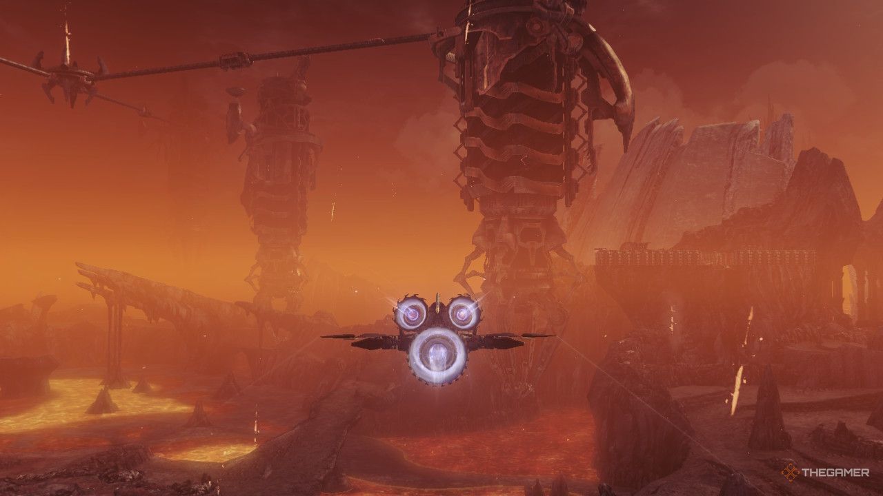 Flying through Cauldros in the Hraesvelg skell in xenoblade chronicles x definitive edition.