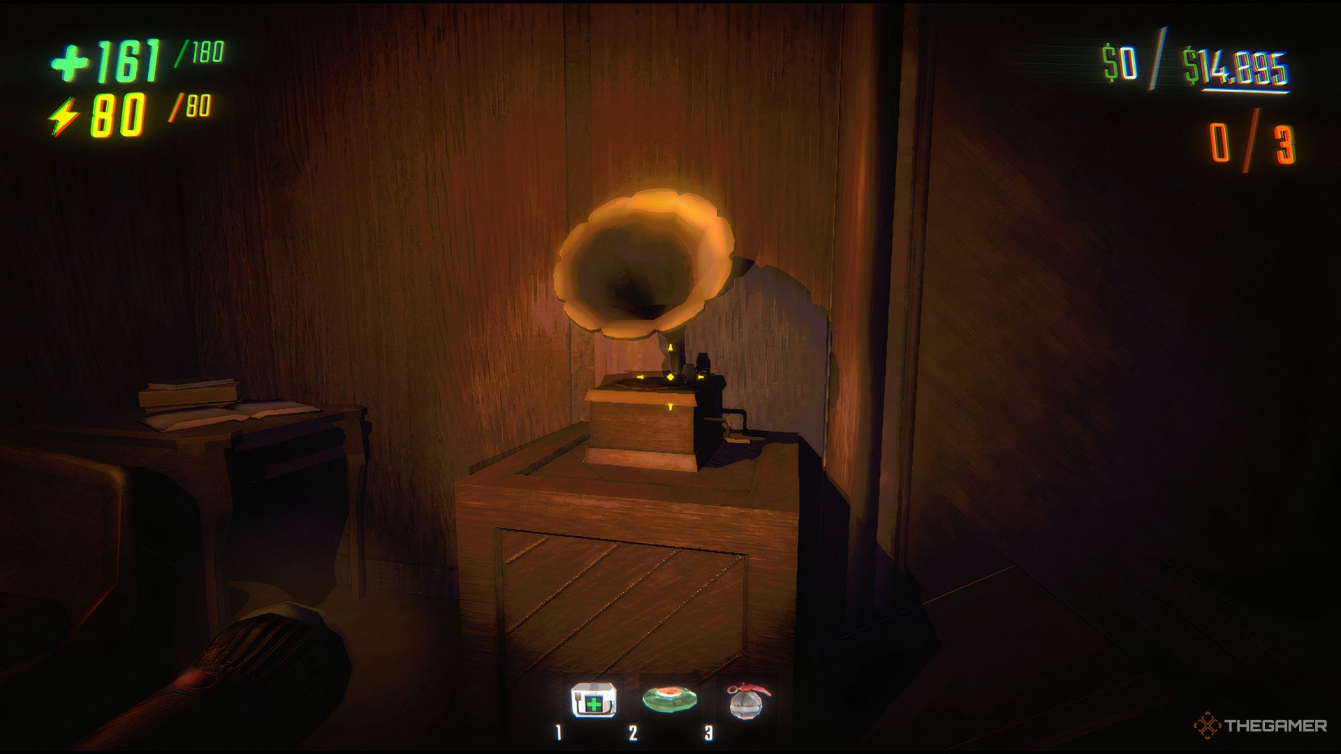 A Gramophone At Headman Manor On Top Of A Box In Repo.