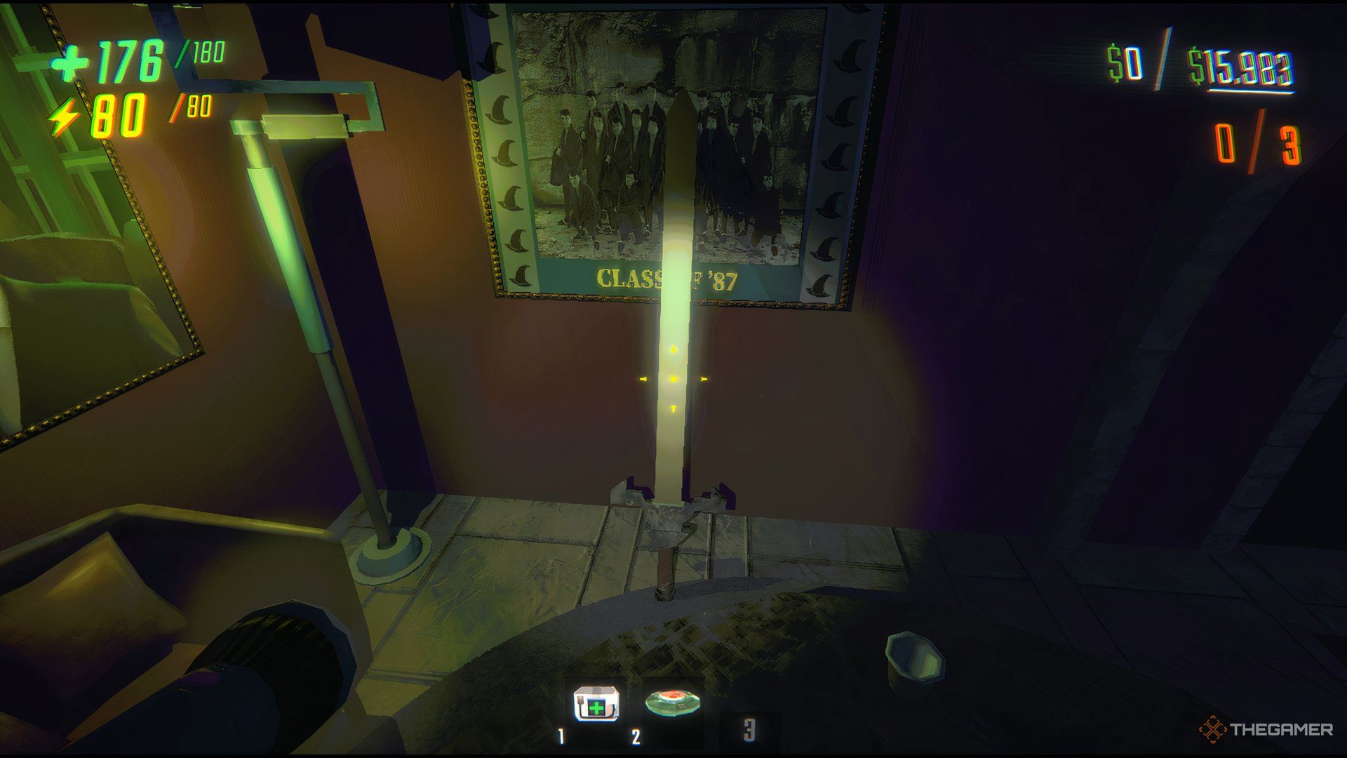 A Large Sword Leaning Up Against The Wall At Swiftbroom Academy In Repo.